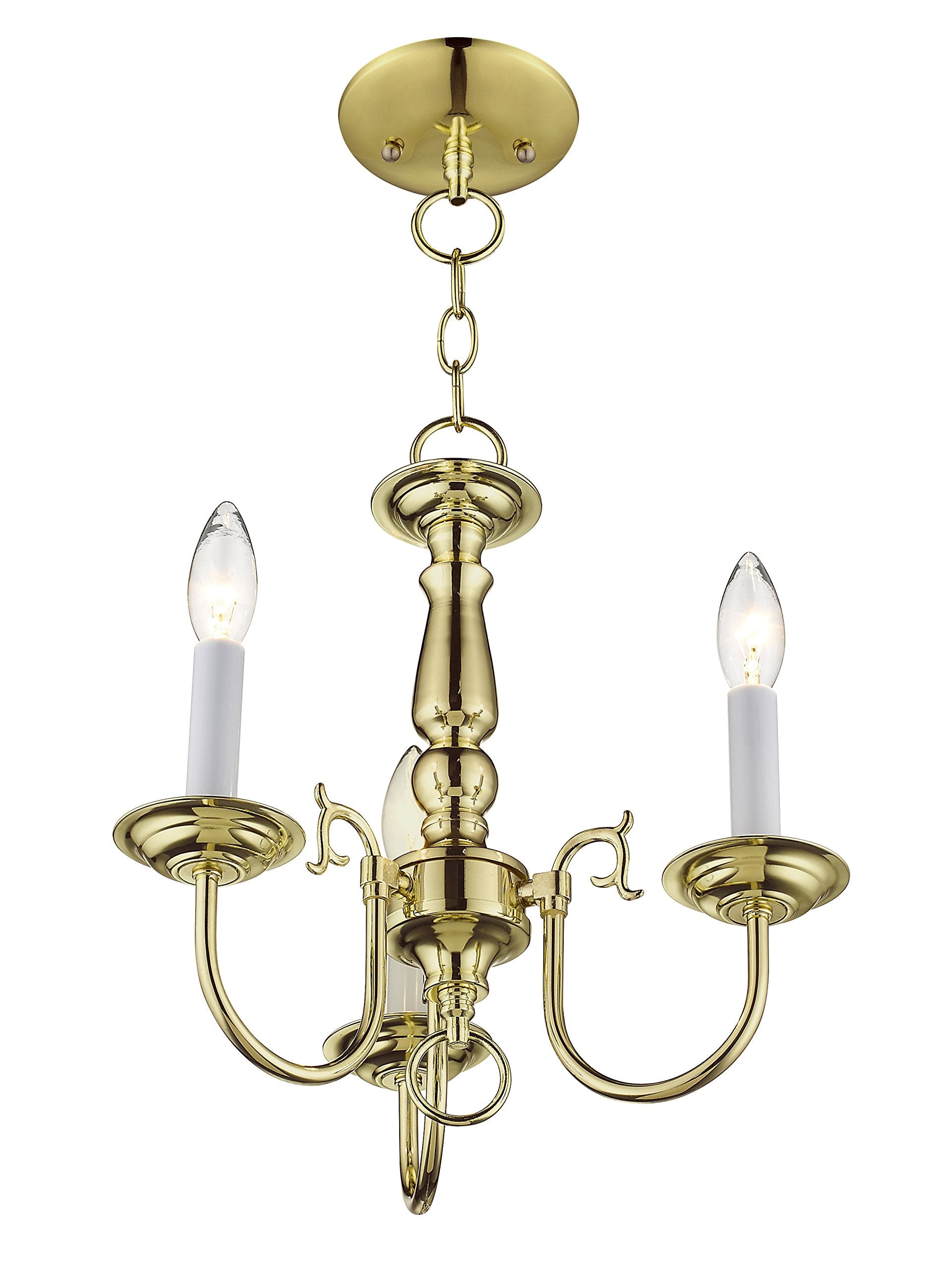 Livex Lighting 5013-02 Williamsburg Polished Brass Mini Chandelier, 14inL x 14inW x 14.5inH, Alloy Steel, 3 Light Flush Mount