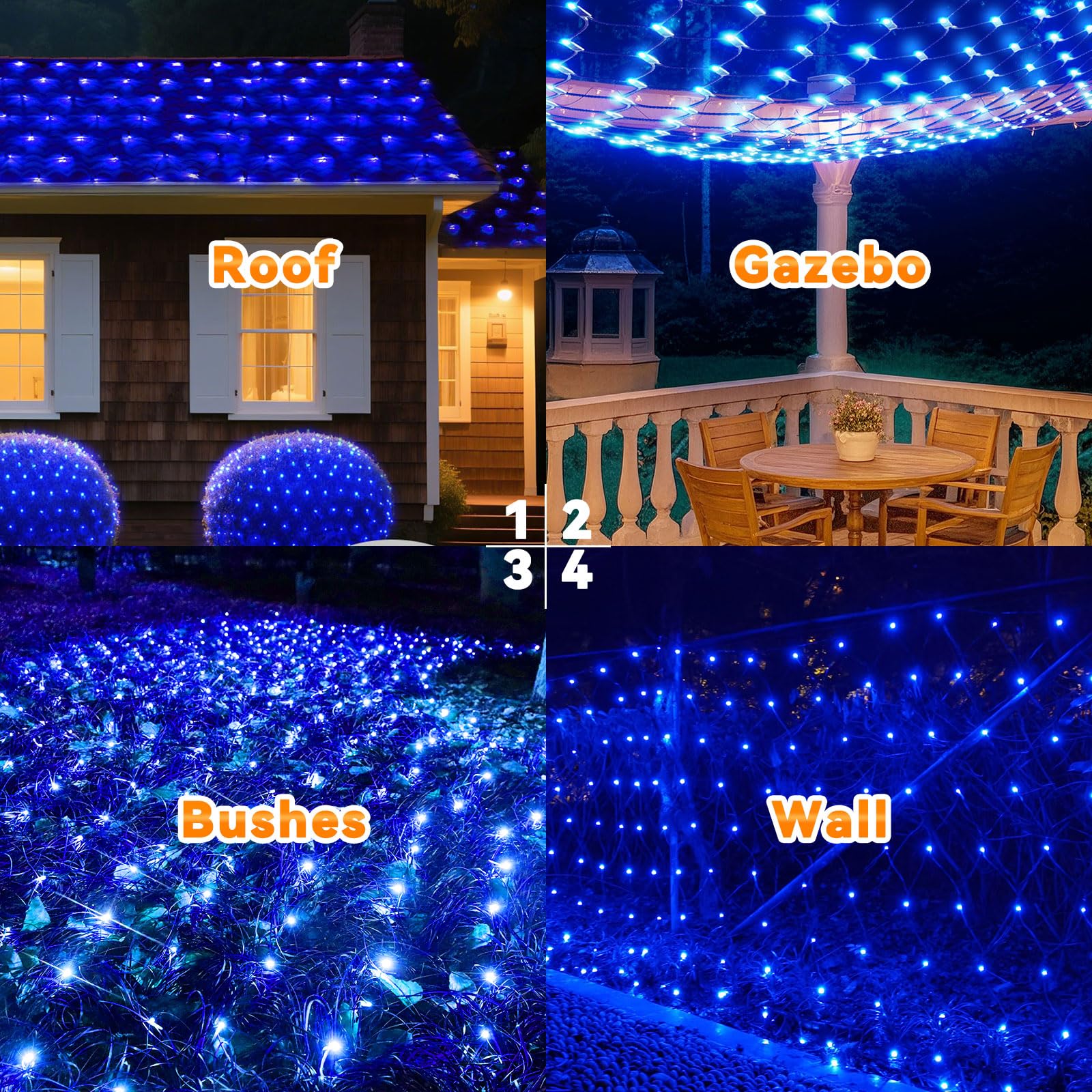 Lithome 21Ft X 5Ft Christmas Net Lights Outdoor Mesh Lights  360 Led Christmas Blue Net Light For Bushes Connectable  8 Modes Giant Mesh Light Waterproof Green Wire For Tree Garden Party Roof Decor
