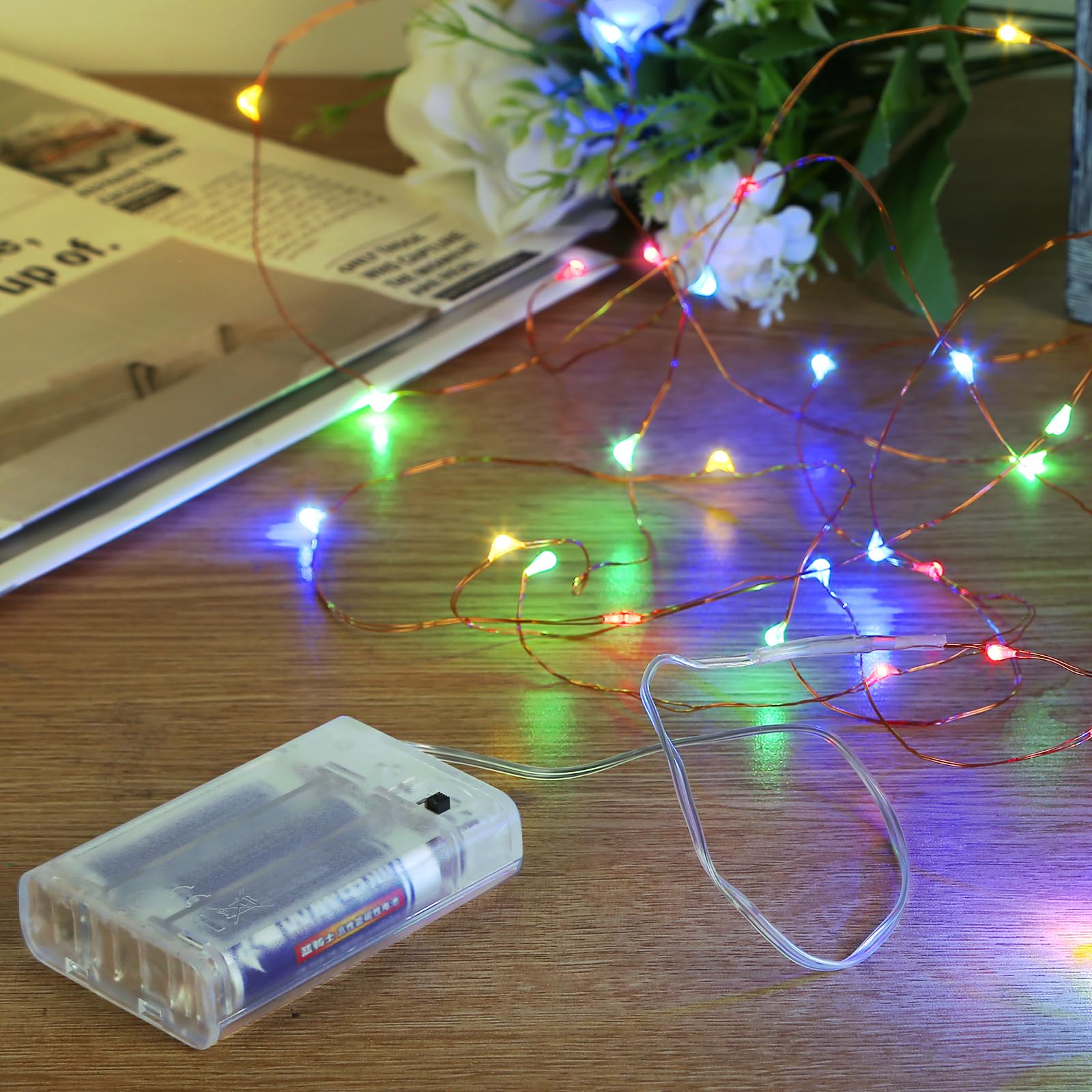 Sanniu Led Fairy Lights Battery Operated  8 Packs Mini Battery Powered Copper Wire Starry String Lights for Christmas Bedroom Wedding Parties Patio Indoor Home Decoration (5m/16ft Multicolor)