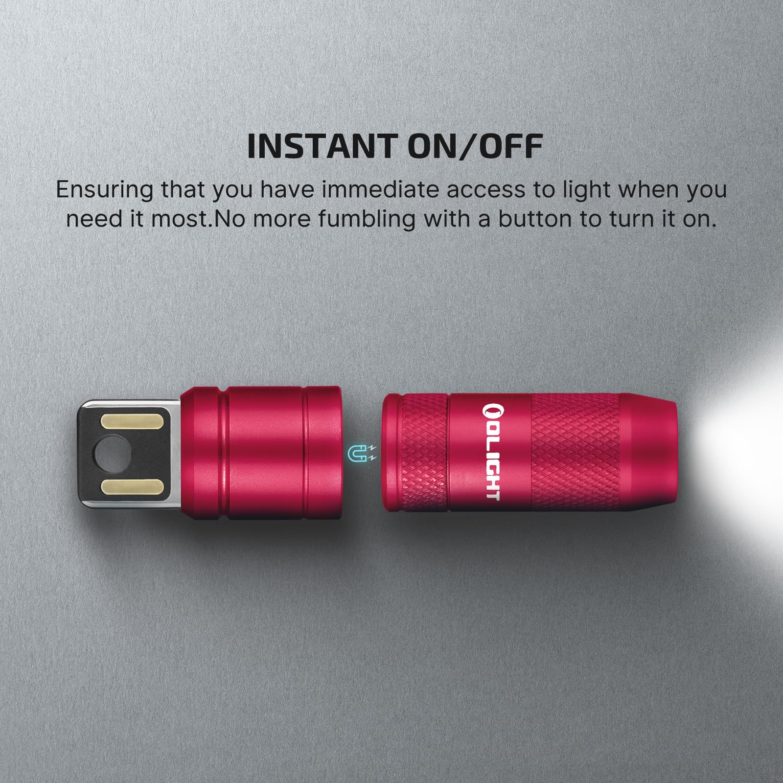OLIGHT IMINI 2 EDC Rechargeable Keychain Flashlight, 50 Lumens, Aluminum, 1 Pack, Passionate Red, Model IMINI2-PRD-300000