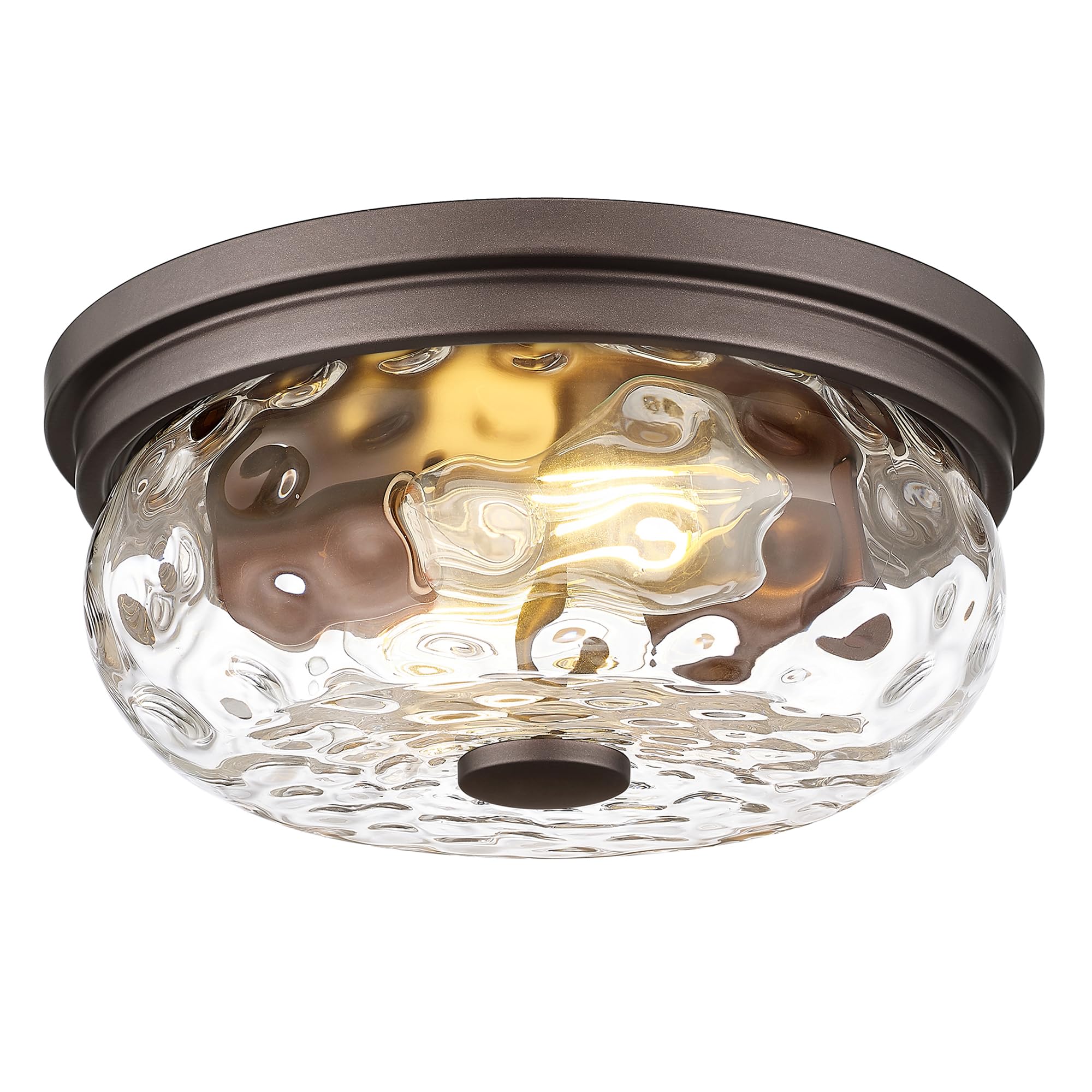 Farmhouse Ceiling Light Fixtures, HWH 2-Light Flush Mount Ceiling Light for Bedroom, Indoor Ceiling Mount Light with Water Rippl