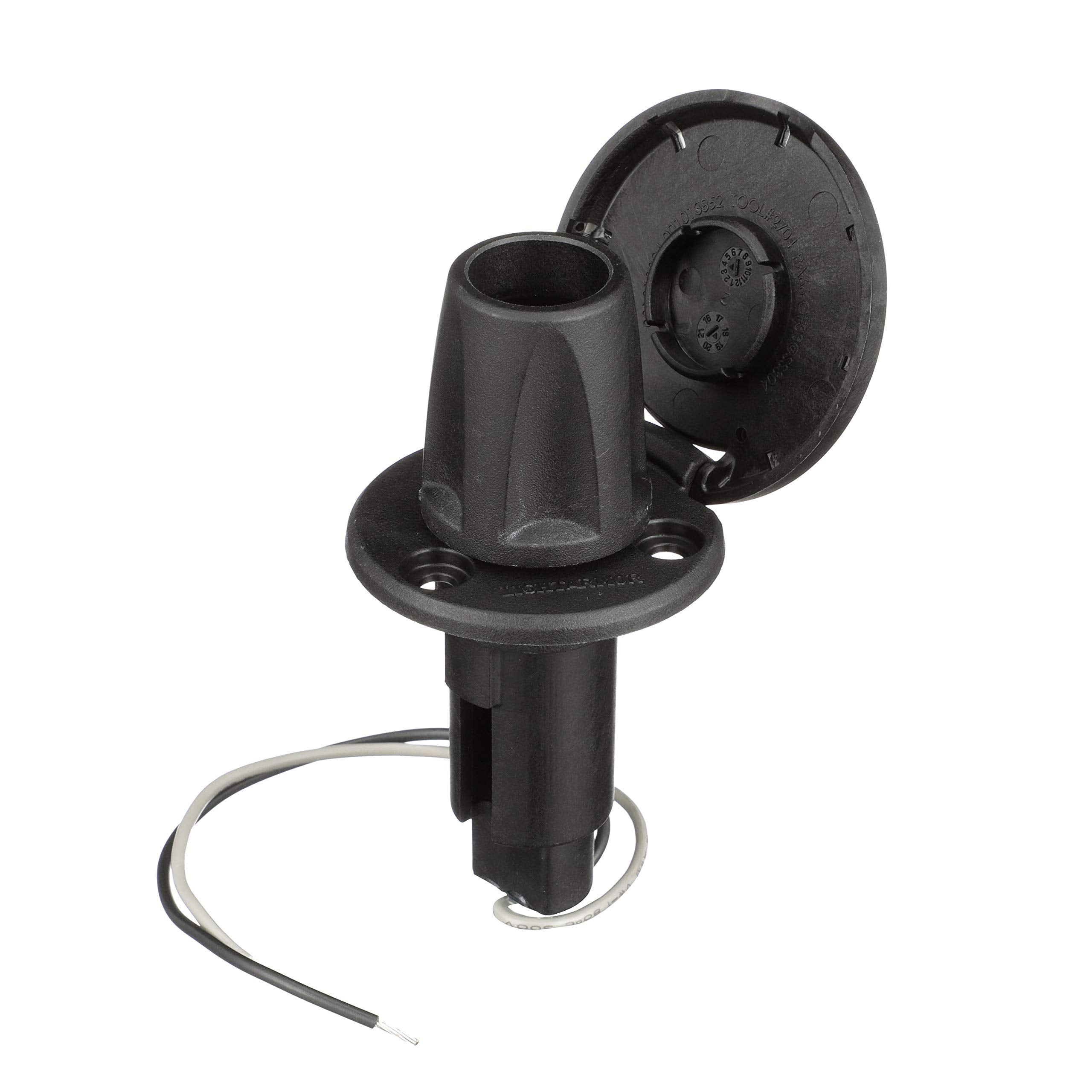 Attwood 910R2Psb-7 Lightarmor™ 910R Series Round Plug-In Light Base — For All-Around Pole Light, 2-Pin, Black Stainless Cover