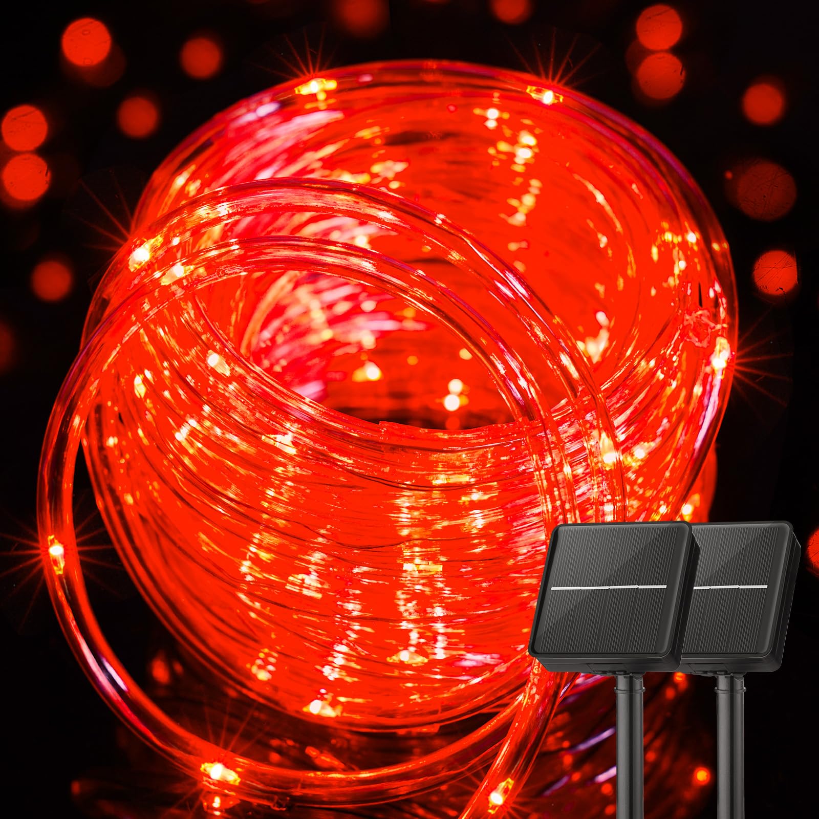 Brightown Solar Valentine String Lights Outdoor Waterproof, 2 Pack Total 78FT 200 LED Solar Rope Lights with 8 Modes, IP65 Water