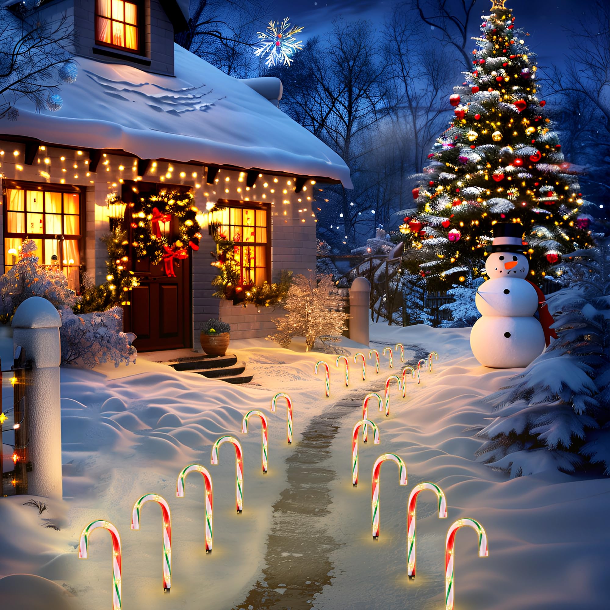 Ultimate Unicorn 10in Candy Cane Lights, Multi-colored, ABS, Model HCH-50/1FD39, 10PCS for Outdoor Decoration