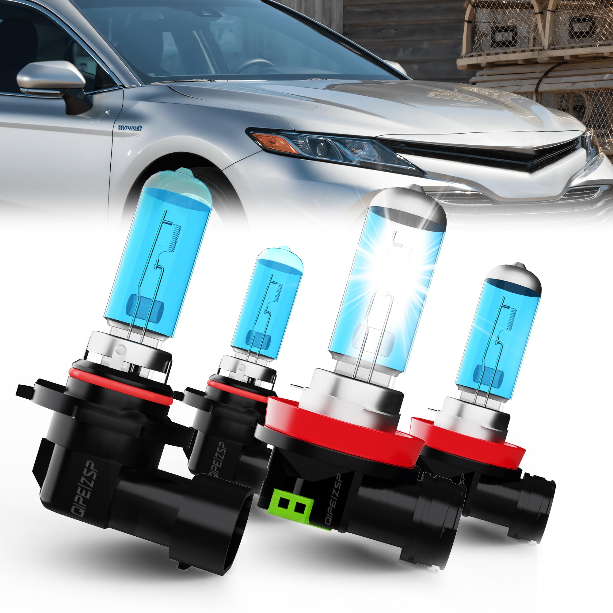 QIPEIZSP Compatible With Toyota Camry 2007-2018 Halogen Headlight Bulbs Front Bulb Bright Light Halogens Combo, 9005/HB3/H10 Hig