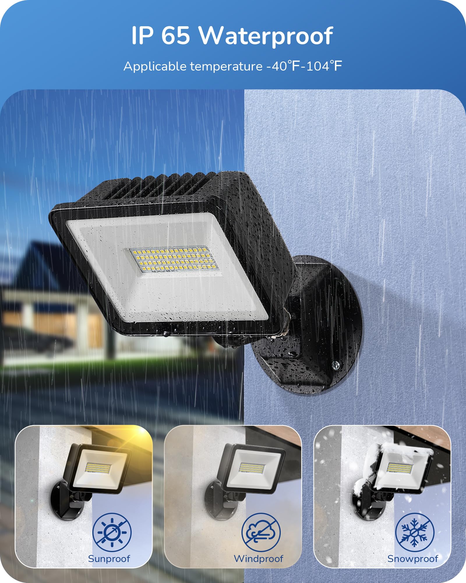 Edishine 46W Flood Light, 6800Lm Led Flood Light Outdoor, Ip65 Waterproof, 5000K Led Security Light For Backyard, Flagpole, Gara