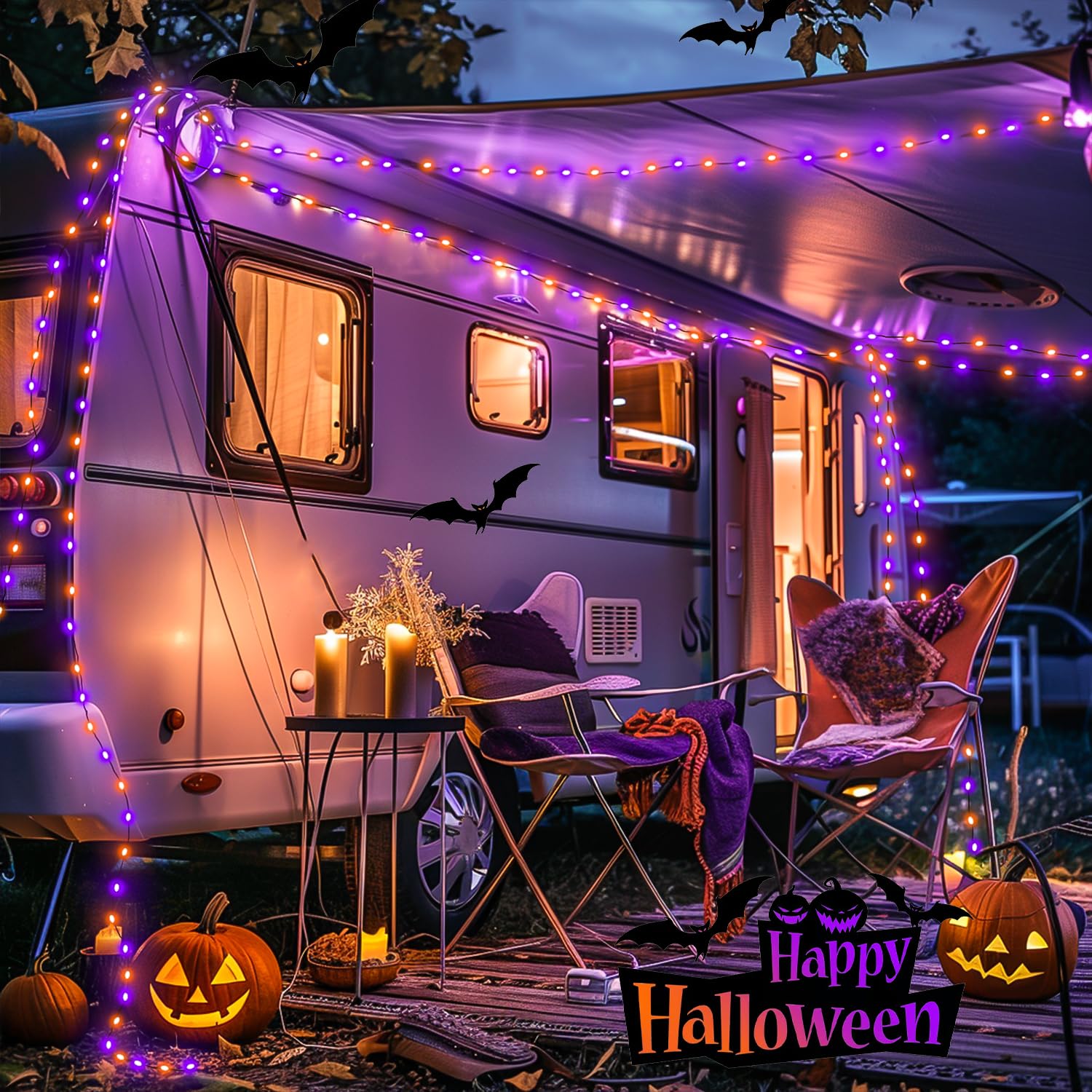 JMEXSUSS 8 Pack 50 LED Fairy Lights, Battery Operated Twinkle Lights, 16.1ft, Copper Wire, Orange & Purple