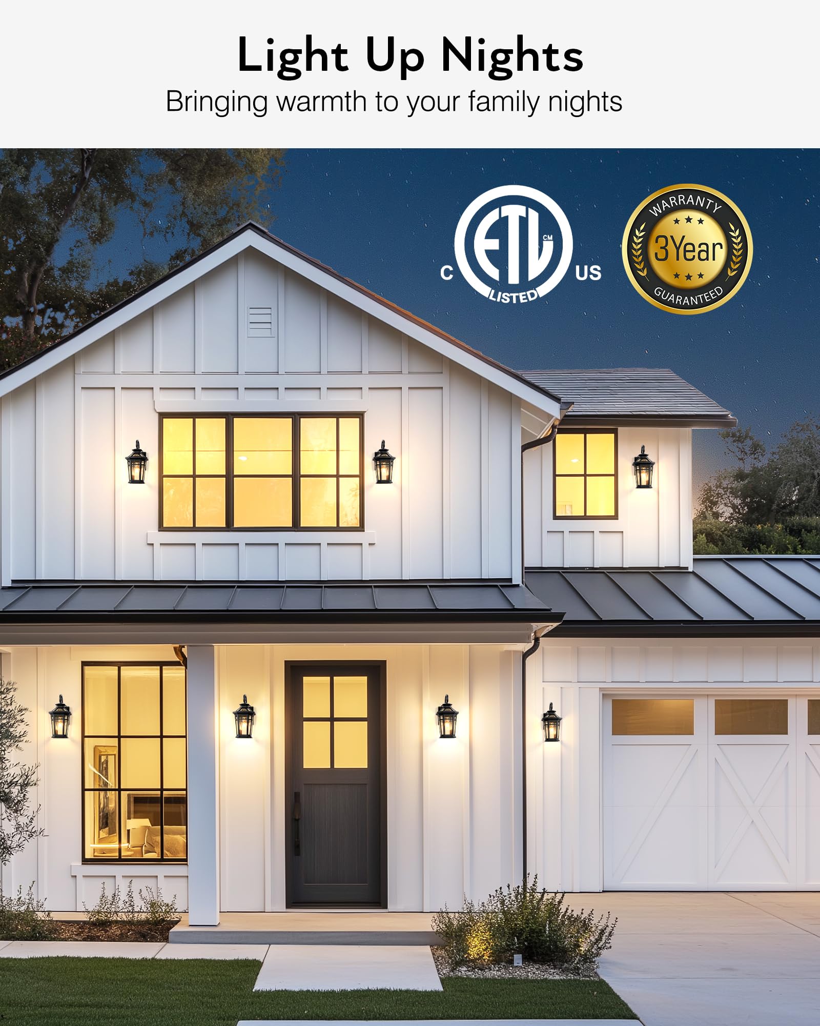 Opaxis Outdoor Light Fixtures Wall Mount, Black Exterior Sconce Lights Waterproof, Dusk To Dawn Porch Light With Beveled Glass,