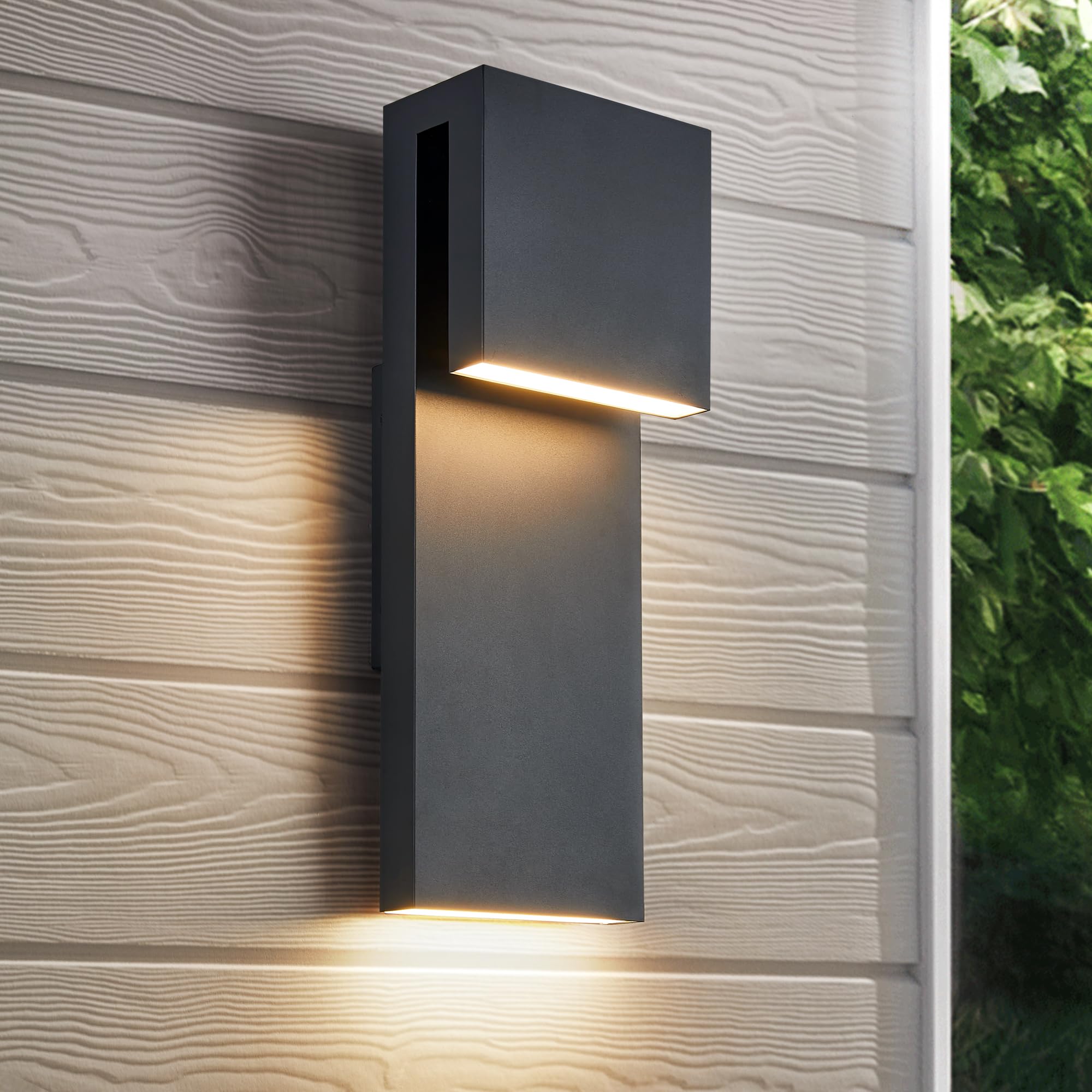 Tarentlight Modern Led Outdoor Wall Sconce 3000K 17W Integrated Led Outdoor Wall Mount,Anti Rust Textured Black Suit For Wet Locations And Easily Installed In Any Direction.Bulb Included.