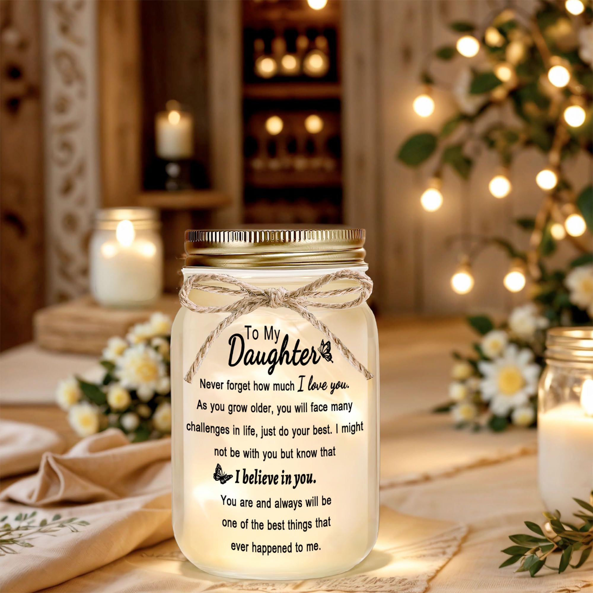 Rxyjlhjx Gifts For Daughter - Decorative Mason Jar With Warm Glow  Daughter Gift From Mom  Thoughtful Birthday Graduation Christmas Gift From Parents