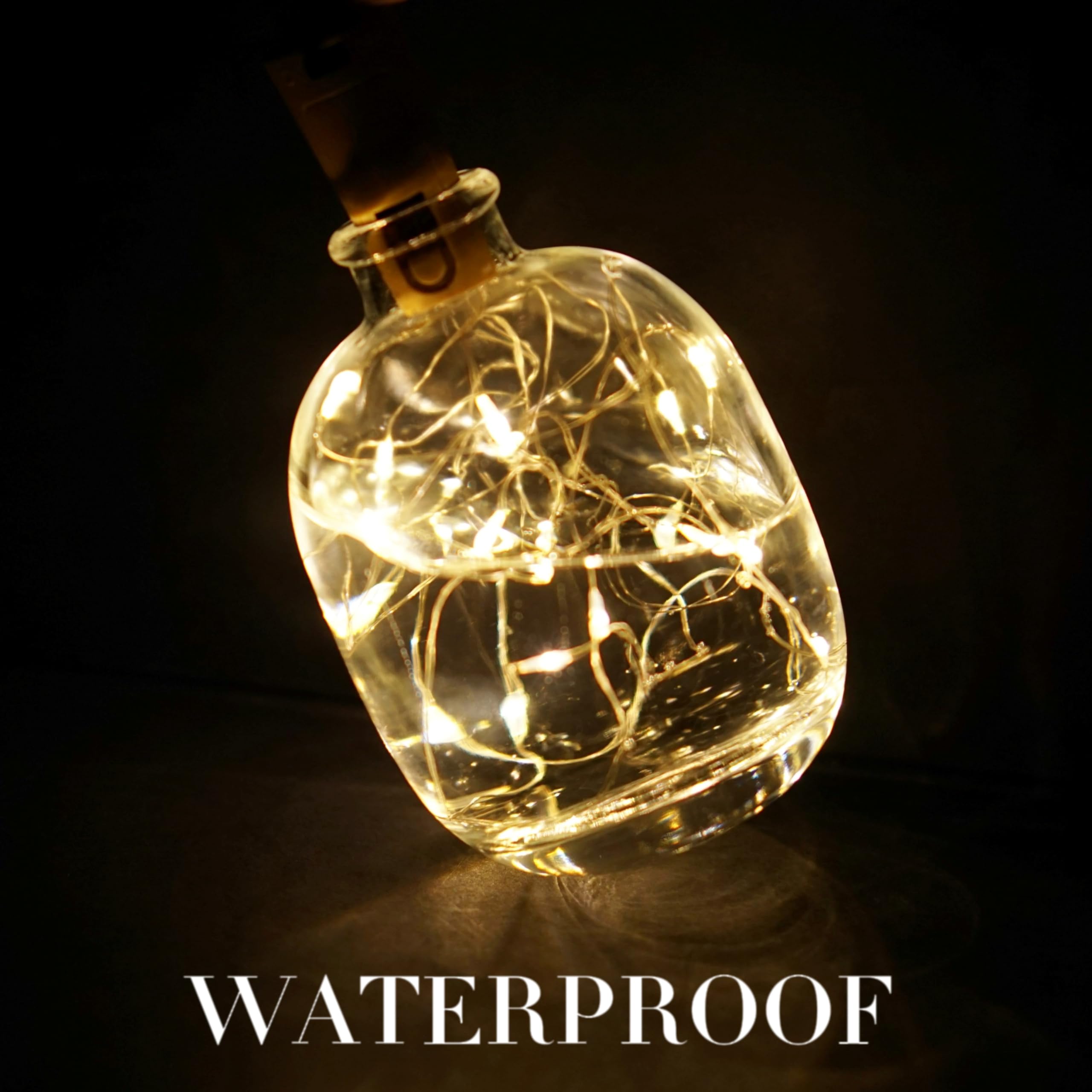 Domora Home Wine Bottle Lights 20 Leds Cork Lights Waterproof Battery (Included) Operated Fairy Mini String Lights For Diy Jar Indoor Bedroom Party Wedding Christmas Decor Pack Of 4(Warm White)