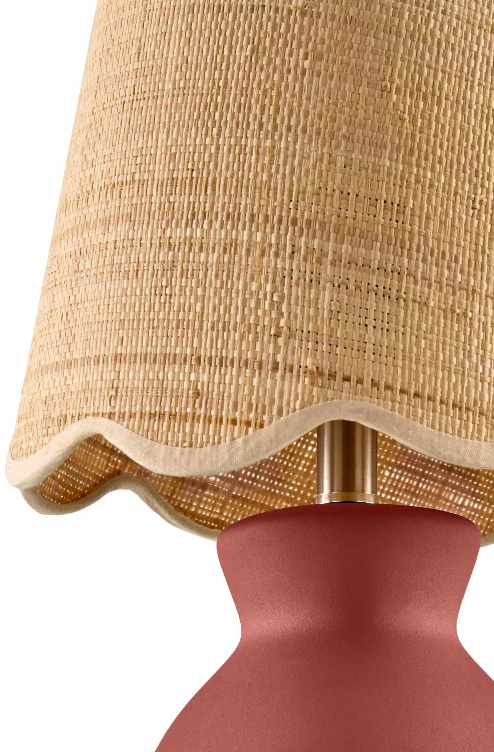 BoutiqueRugs Ceramic and Jute Bedside Table Lamp - 15in H, Brick Red/Beige, Model SPXZVC5-072, Ideal for Bedroom or Living Room