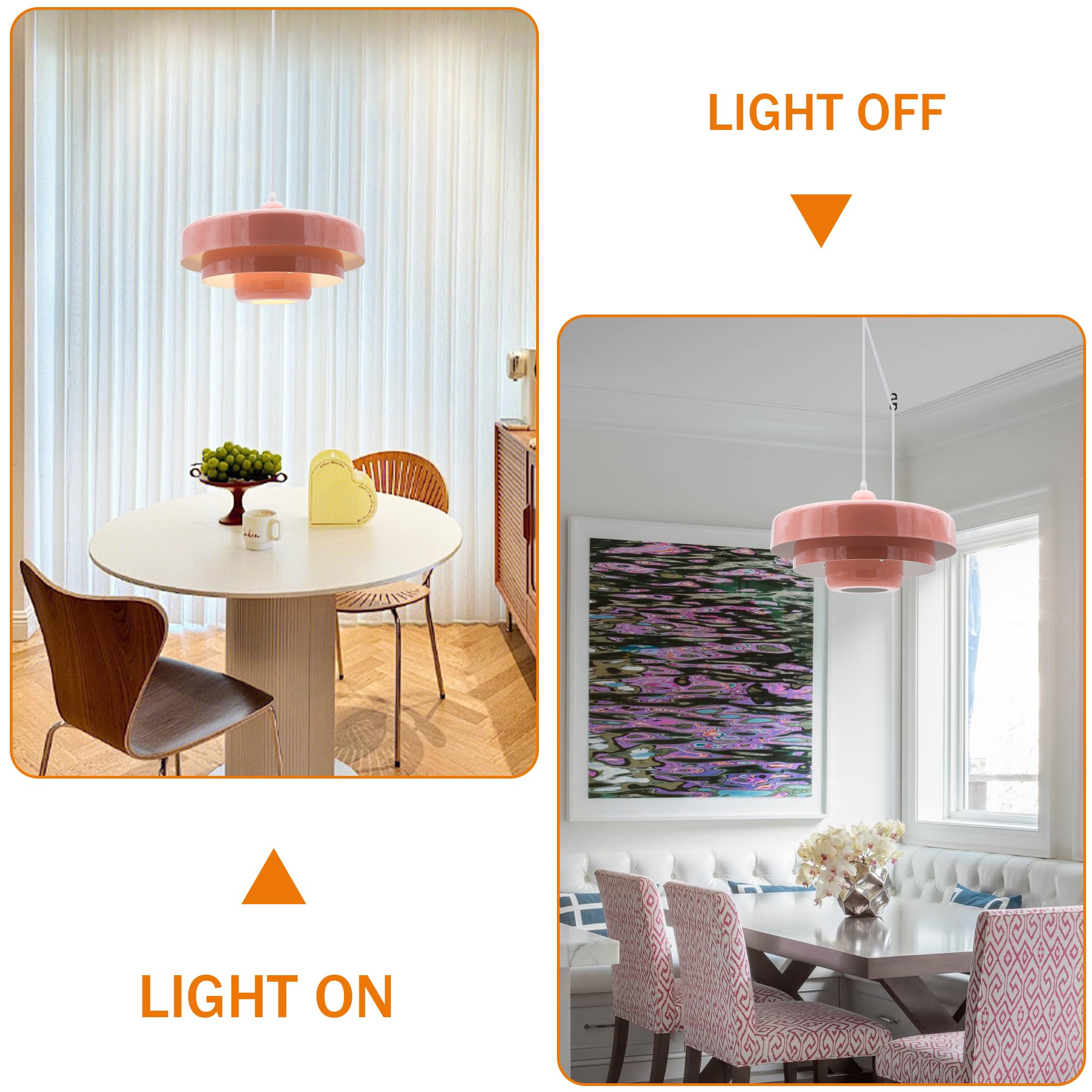 Doungros Hanging Lamp Pink Plug In Pendant Light Mid Century Modern Pendant Lamp Fixtures Nordic Hanging Light Style Pendant Lighting Metal Shade For Living Room Dining Room Bedroom Kitchen Island