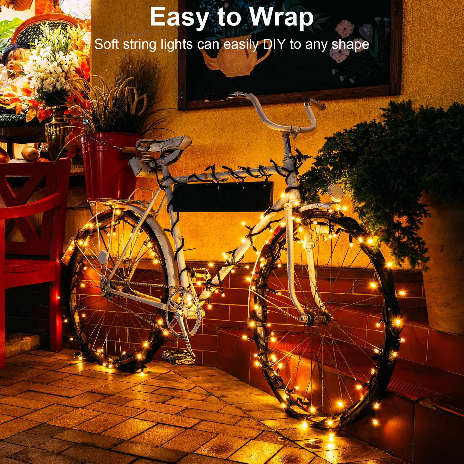 Echosari 4 Pack Battery Operated String Lights, 13.2Ft 40 Led Dark Green Wire String Lights Waterproof, Twinkle Fairy Lights For