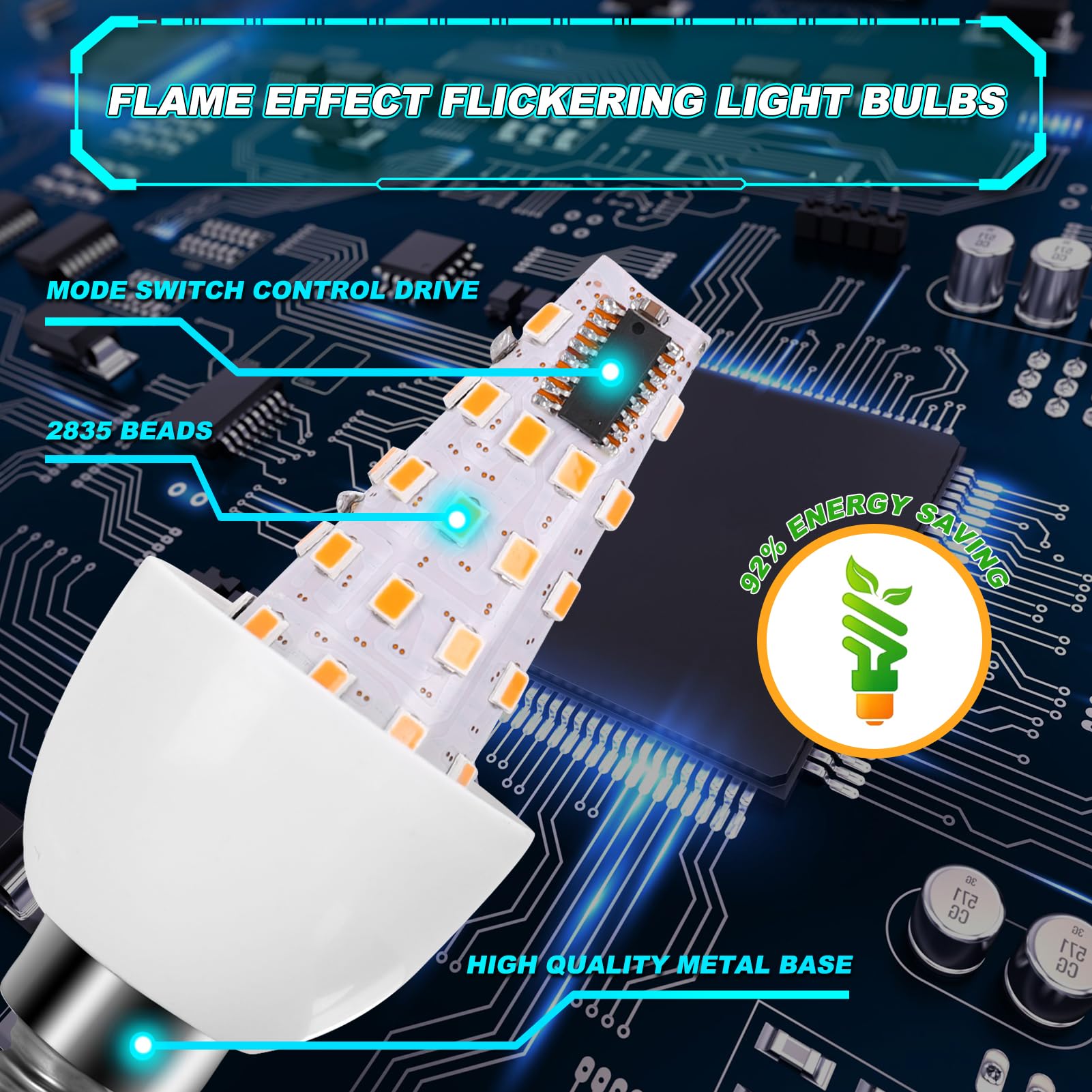 Kestnsee E12 Led Flickering Candelabra Flame Effect Light Bulbs - Upgrade Flicker Candelabra Torch Fire Effect Lights Bulbs For Outdoor Halloween Xmas Holiday Decorations Indoor Lamp (6 Pack)