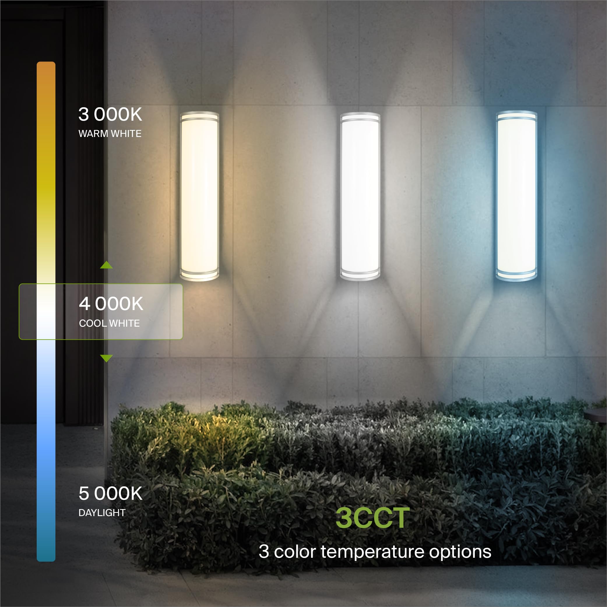 ASD 24 Inch LED Outdoor Wall Mount Light Fixture - Brushed Nickel - Dimmable - 25W 120-277V - 2 Pack - Model A-LWS21M24D