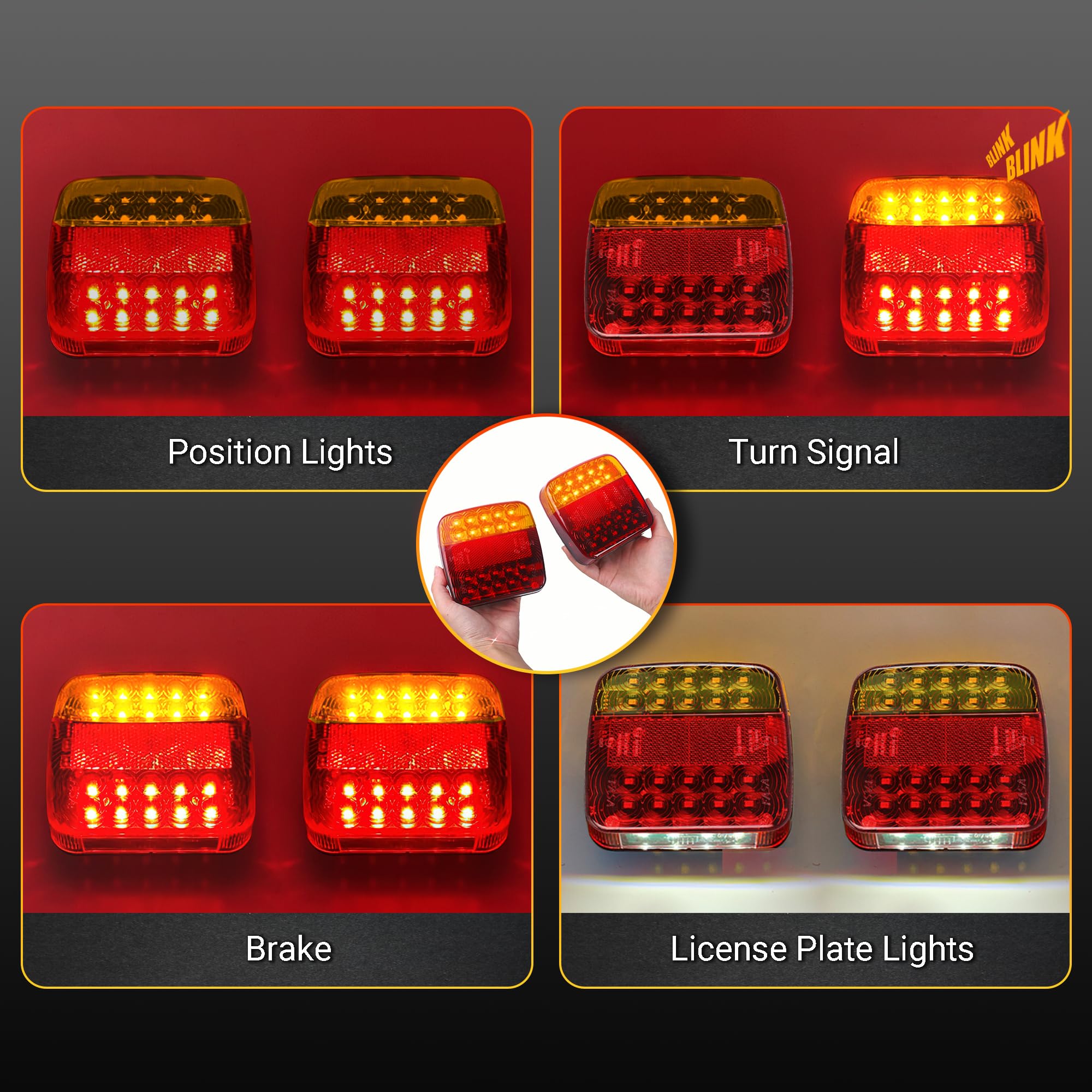 MEDAMOC Wireless Trailer Lights Magnetic, Car LED Magnetic Wireless Towing Tail Lights Waterproof Portable for Boat Truck Camper