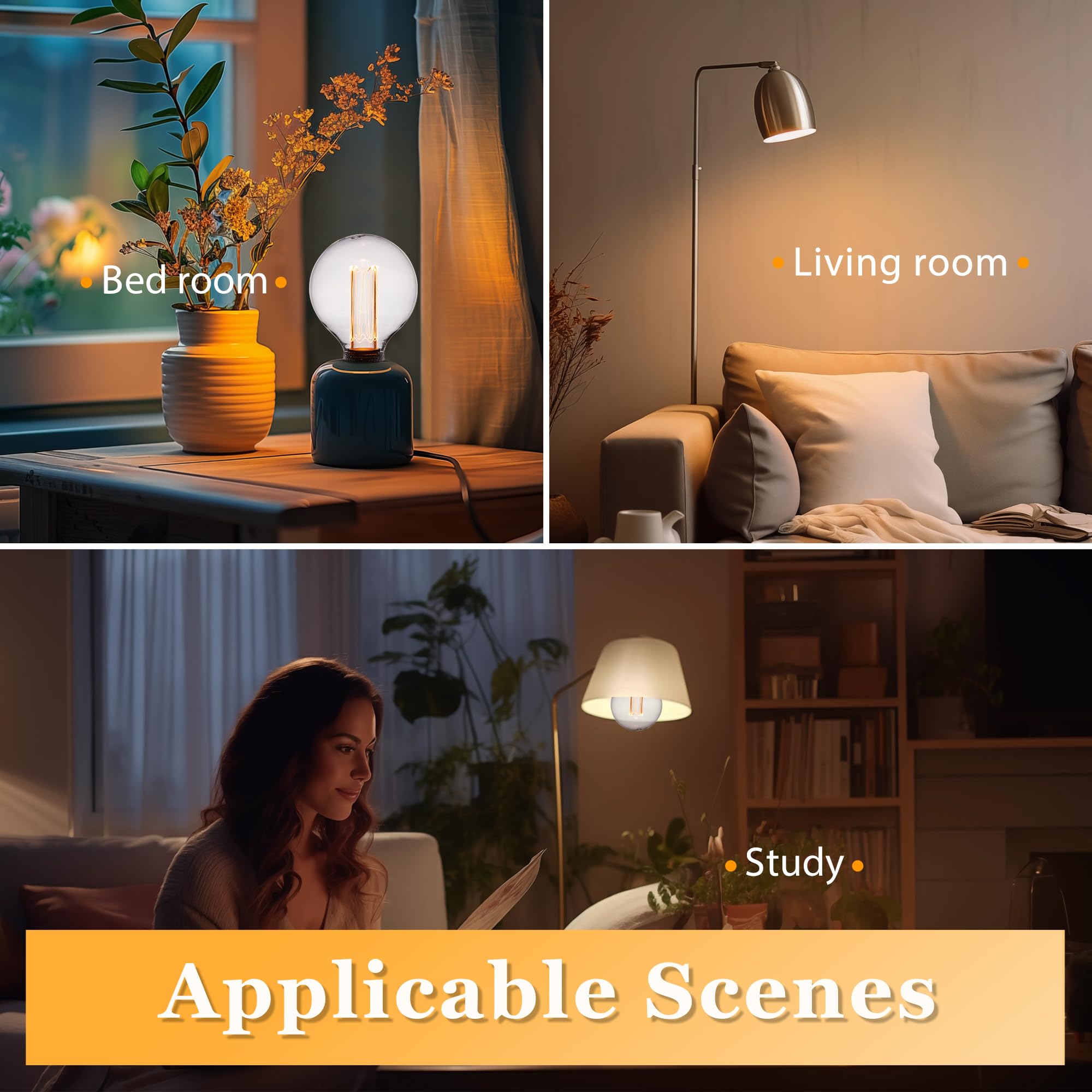 Harwez Vintage Round LED Light Bulb, Dimmable 3.5W, 2200K Warm Light, Clear Glass, E26 Base, 1 Count