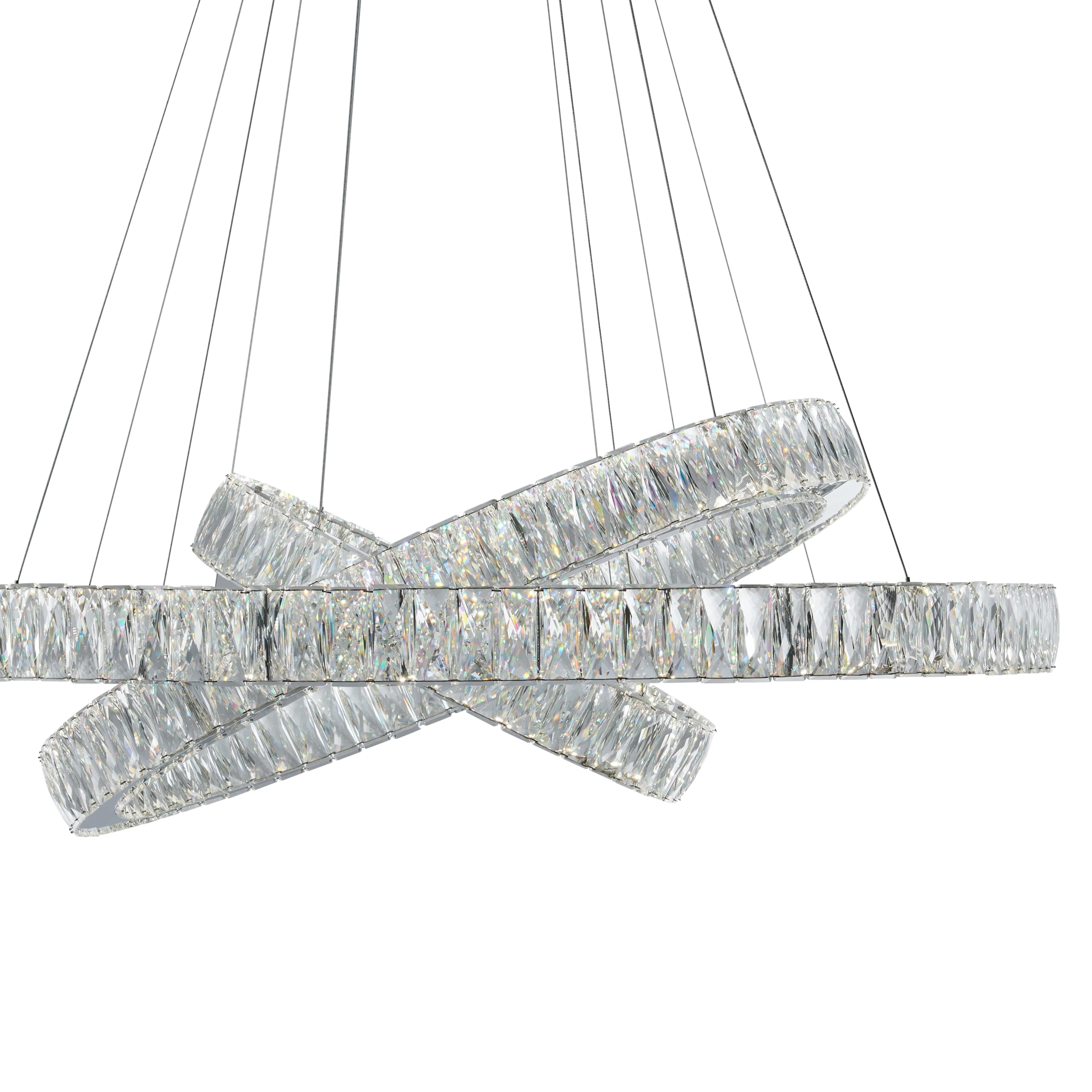 Finesse Decor Crystal Elegance Three Ring Chandelier, Modern Clear Crystal, CH-415-RO, for Bedroom, Dining Room, Living Room, Office