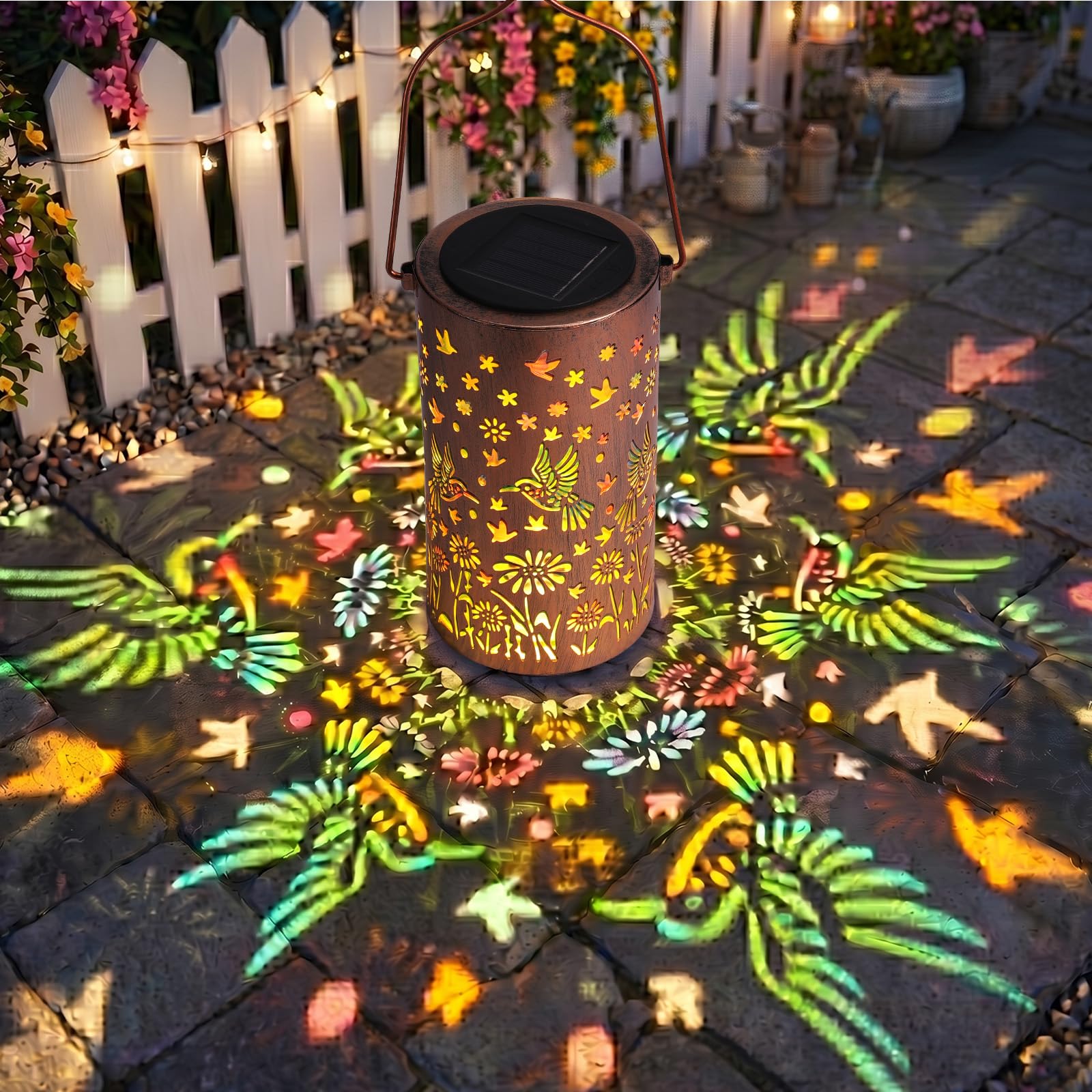 LOVERUIS Solar Lanterns Outdoor Waterproof Patio Decor Hummingbird Gifts for Mom Grandma Women Mothers Day Gift Garden Decors Po