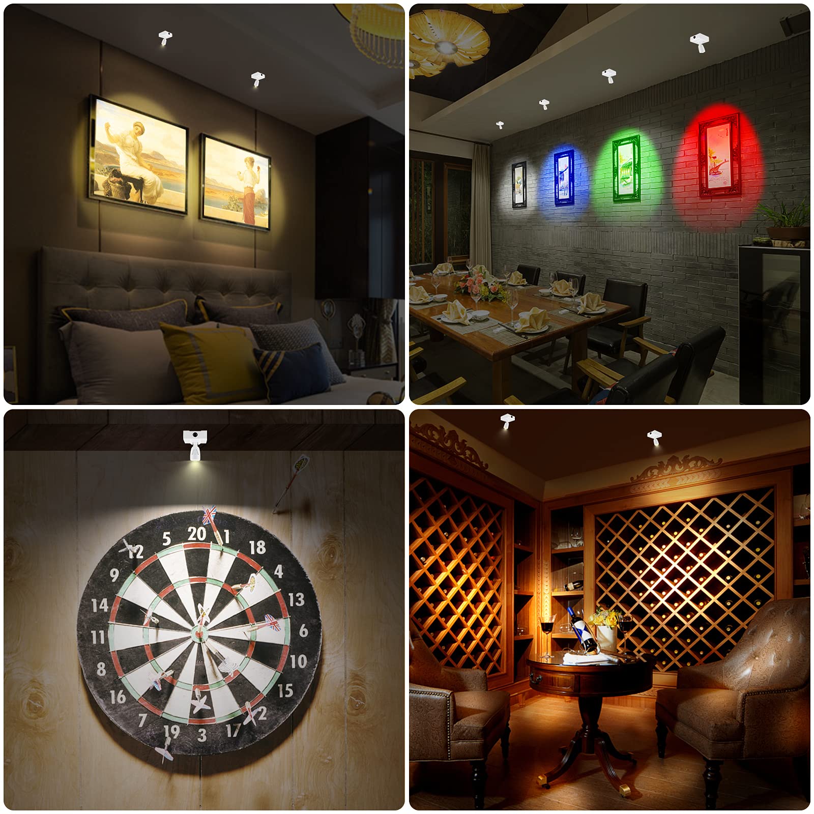 Hongut Wireless Led Spotlight - Rechargeable Color-Changing Accent Lights, 2 Pack