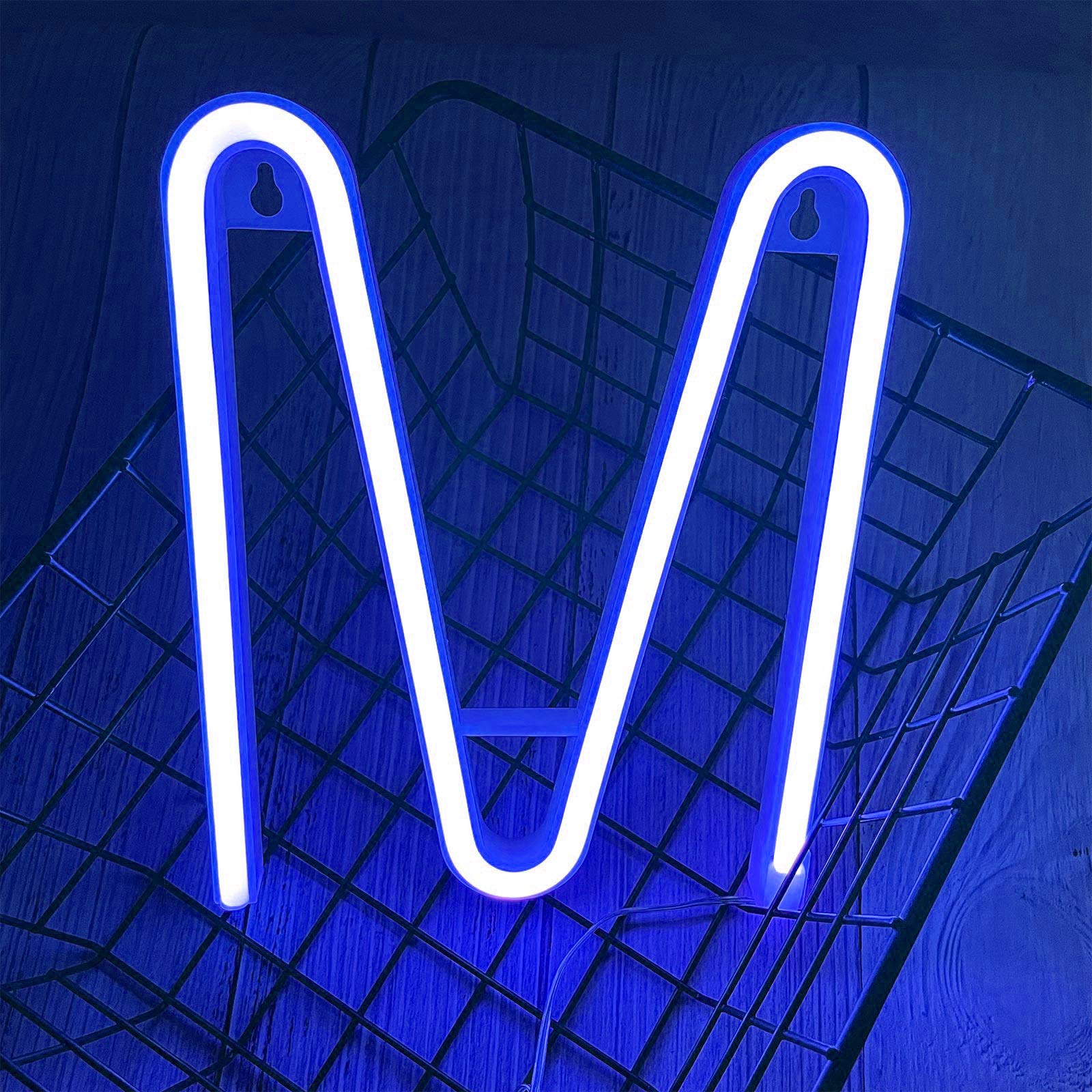 ENUOLI LED Blue Neon Letter Sign Marquee Night Light Battery/USB Operated for Decor M