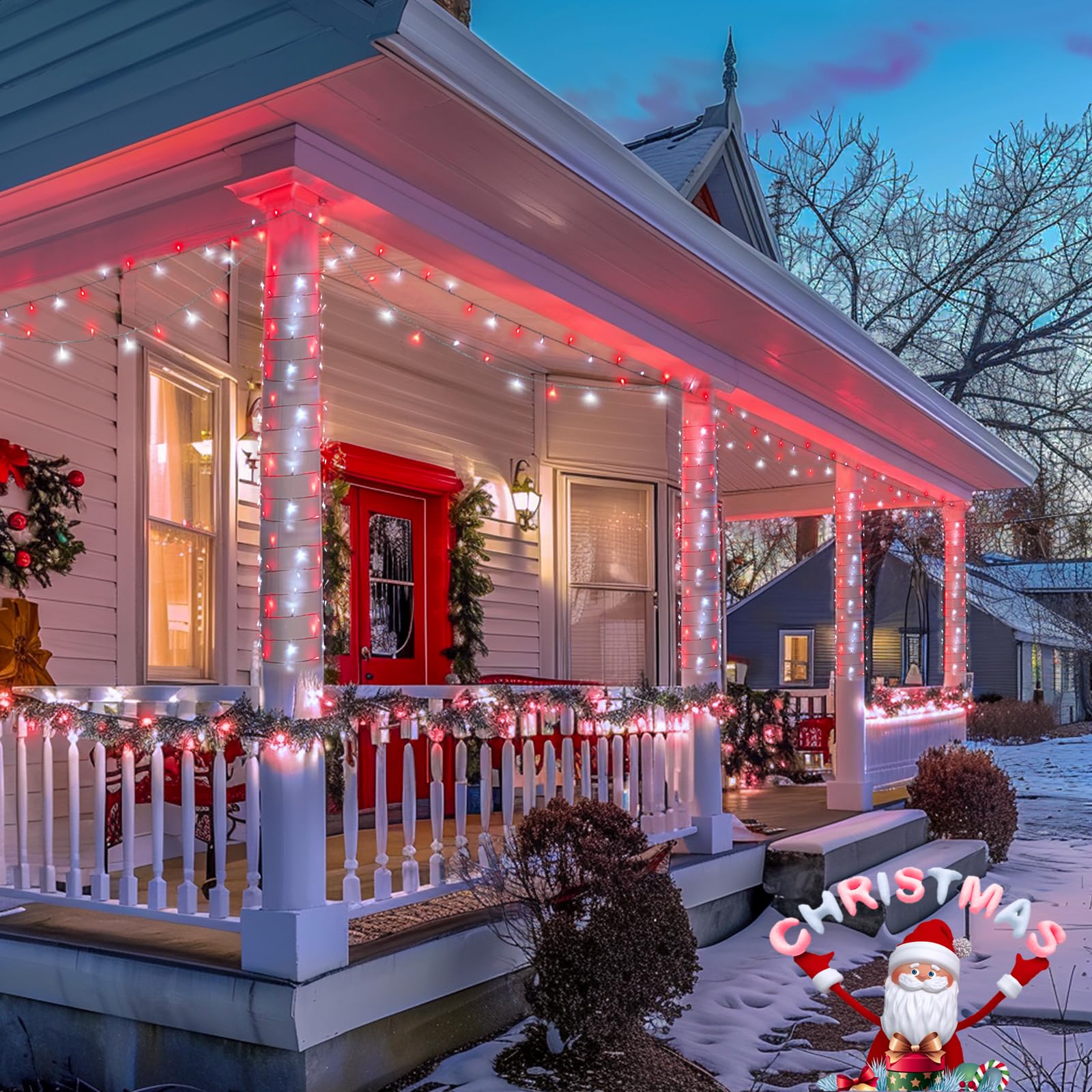 JMEXSUSS Battery String Lights, 2 Pack, 100 LED, 33ft, Red & White, Remote Controlled