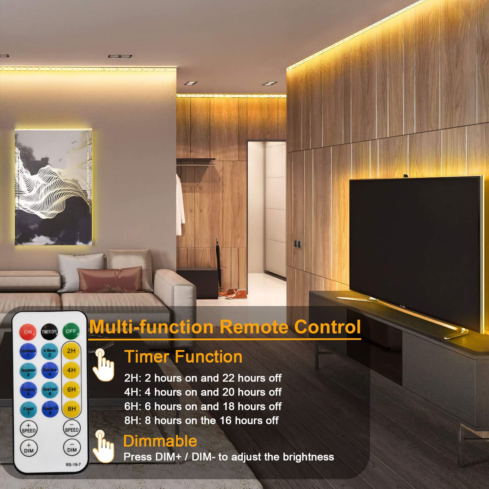 Echosari Strip Lights Battery Operated, 16.5Ft 150 Led 2835 Smd Closet Strip Lights With Remote For Bedroom, Kitchen, Cabinet Décor (Warm White)