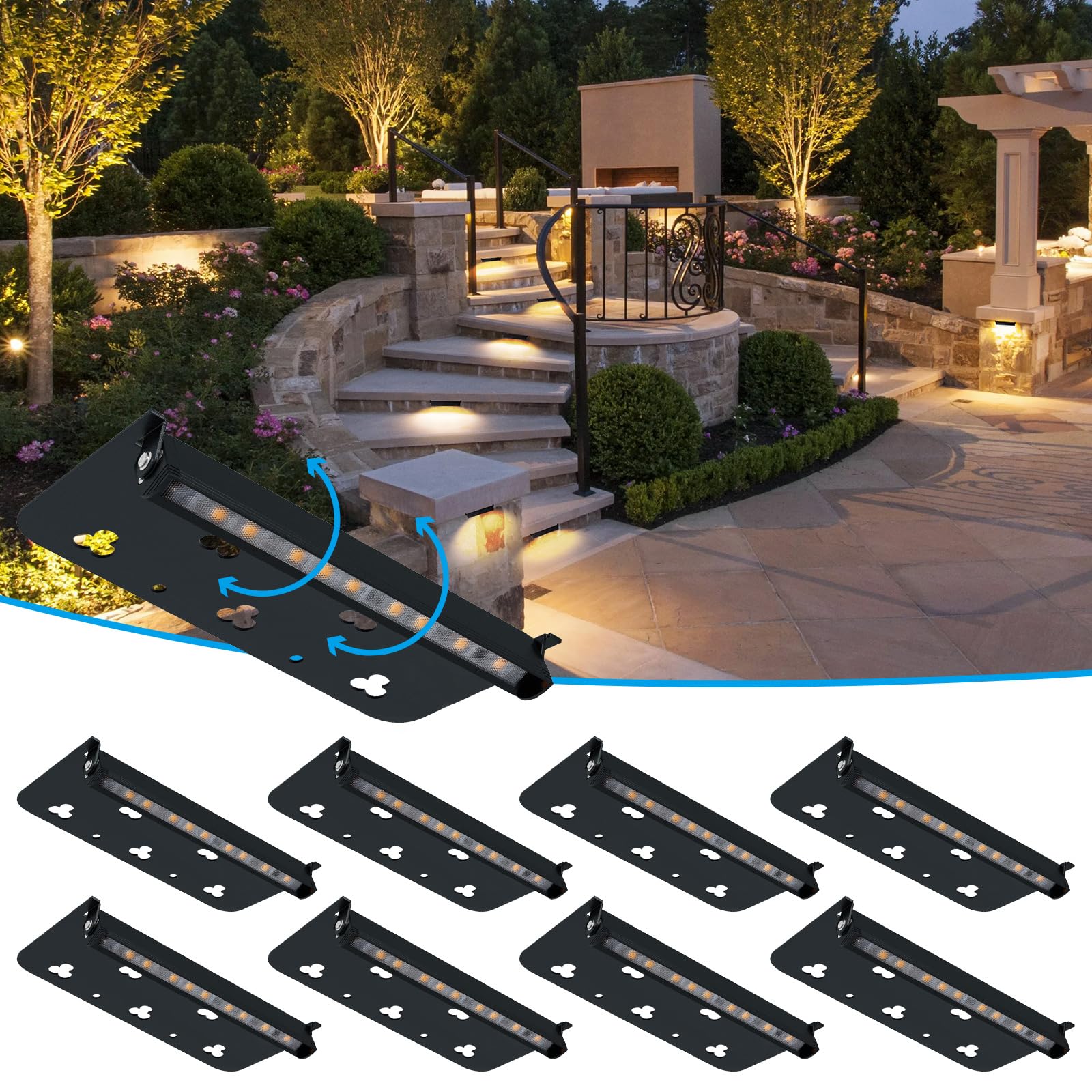 Modern 7inch 3W Hardscape Lighting,2700K Soft White Retaining Wall Lights,12V AC/DC Low Voltage Landscape Paver Lights,IP65 Wate