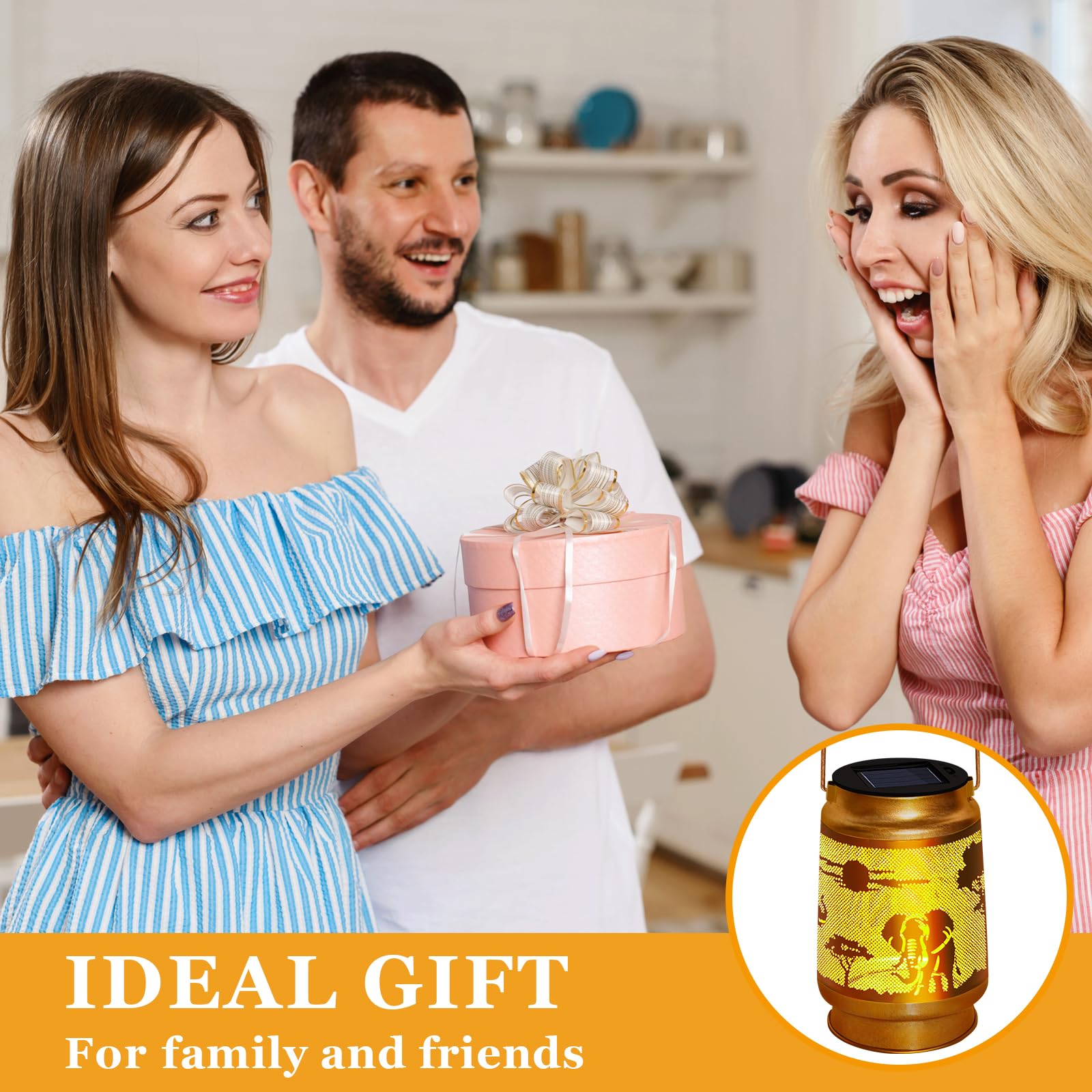 Yeuago Solar Lantern Outdoor Waterproof Elephant Garden Decor Christmas Gifts For Women Mom Grandma Hanging Solar Lights Metal D