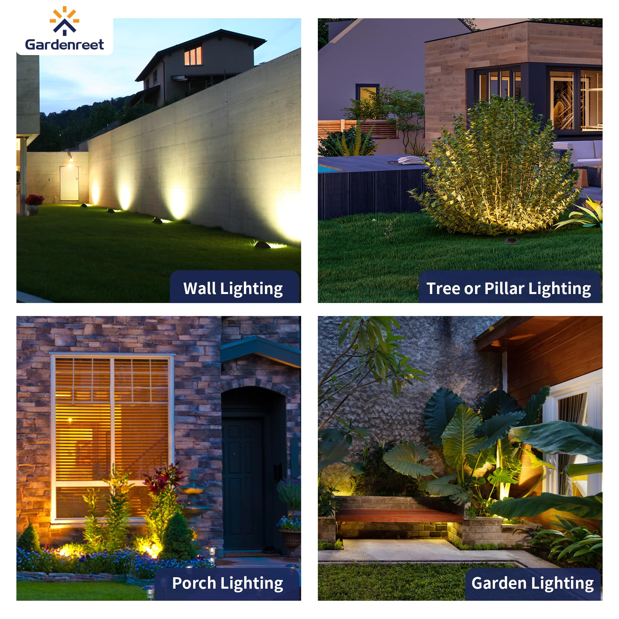 Gardenreet Landscape Well Lights Brass - Electric Hardwired Ip65 Low Voltage In Ground Lighting, Led 12V Waterproof Directional