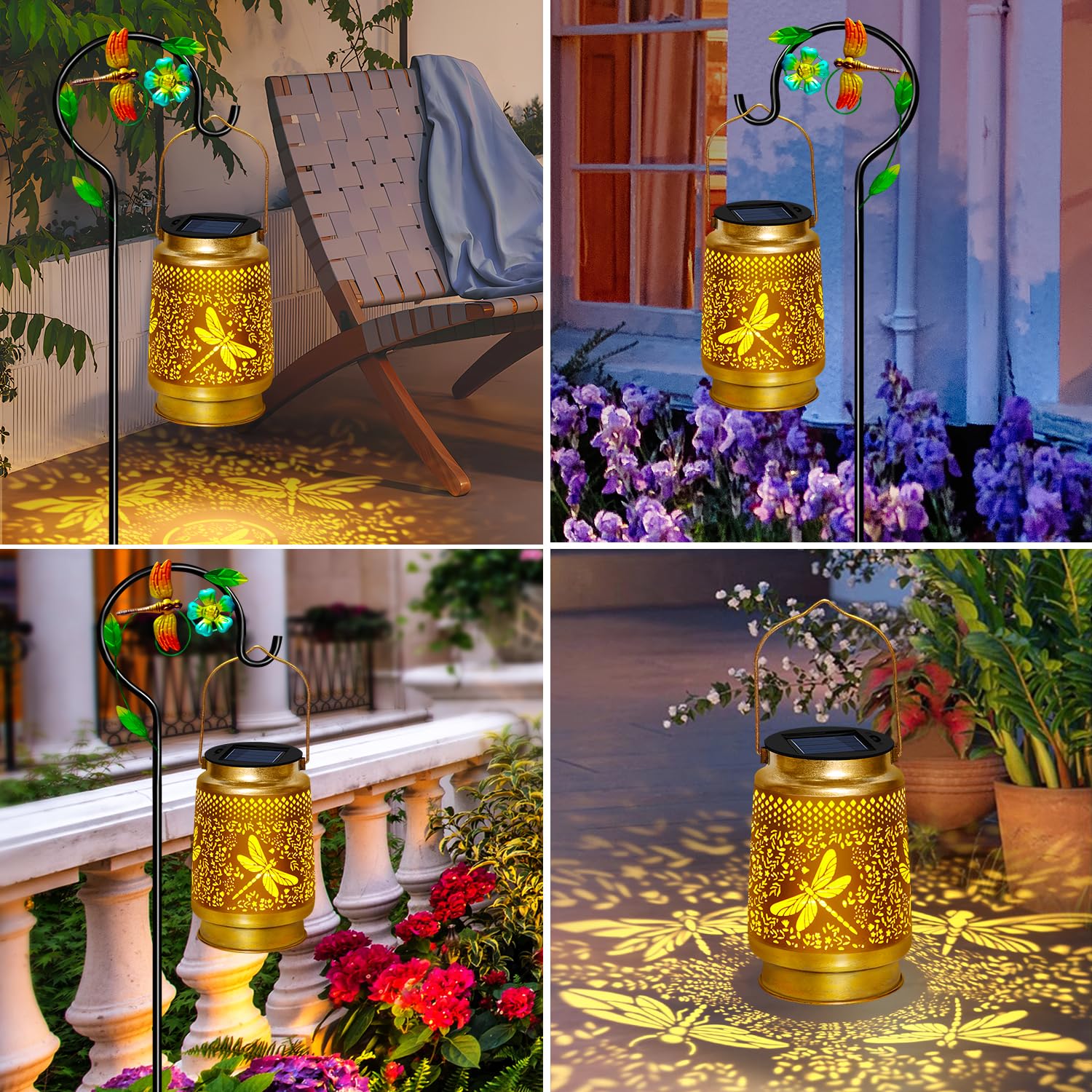 Dragonfly Solar Lanterns Outdoor Waterproof,Hanging Solar Lights Dragonfly Garden Decor,Mother'S Day Gifts For Women Grandma,Met