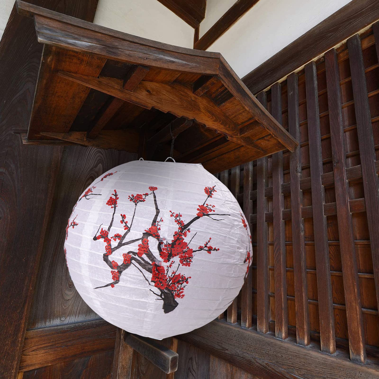 Kaxixi Chinese Japanese Paper Lanterns, Hanging Cherry Plum Blossom Round Party Lanterns For Oriental Restaurant Wedding Birthday Party Mid Autumn Festival Decorations