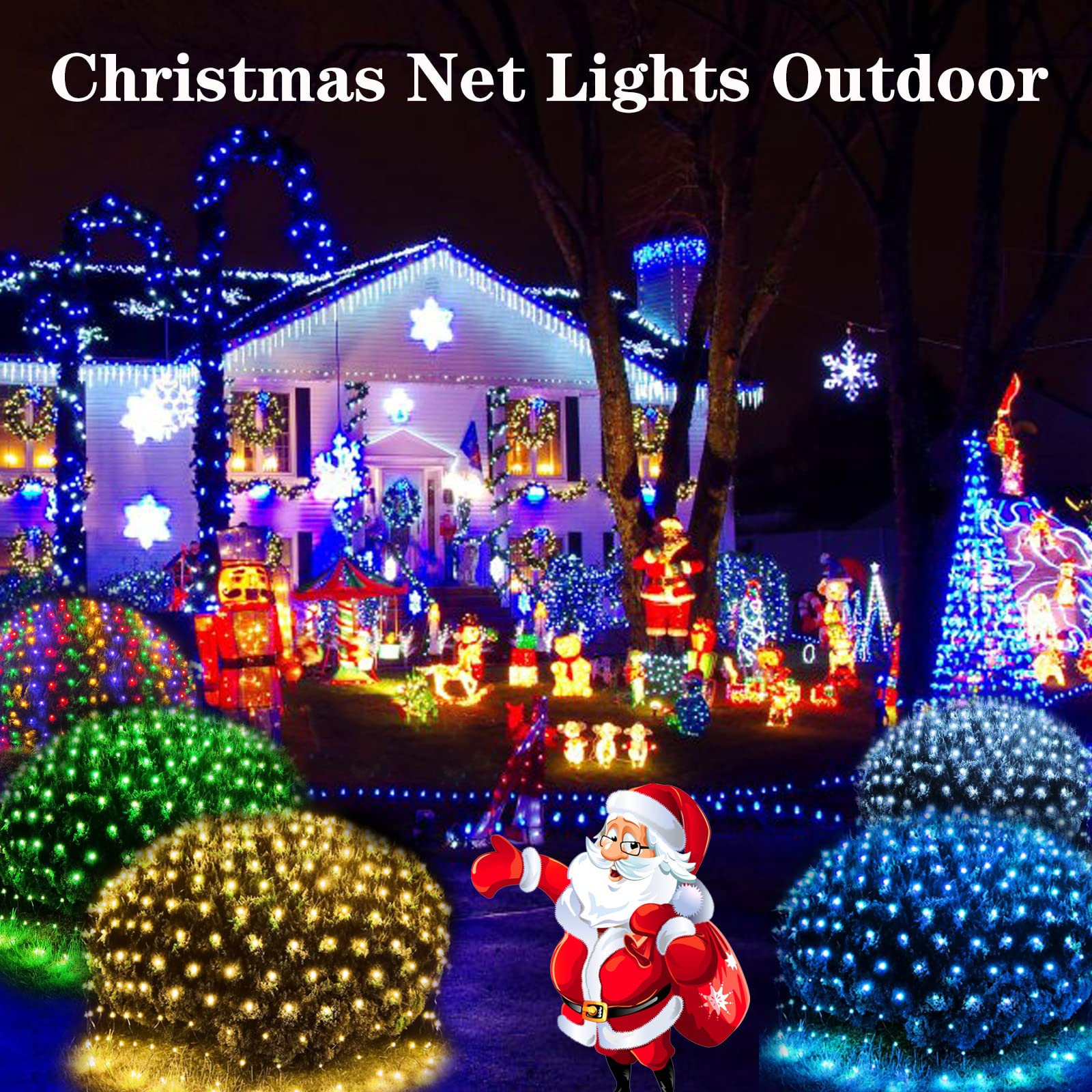 360Led Net Lights, 21Ft X 5Ft Connectable Christmas Outdoor String Mesh Lights With Memory Function, 8 Modes Waterproof Fairy Li