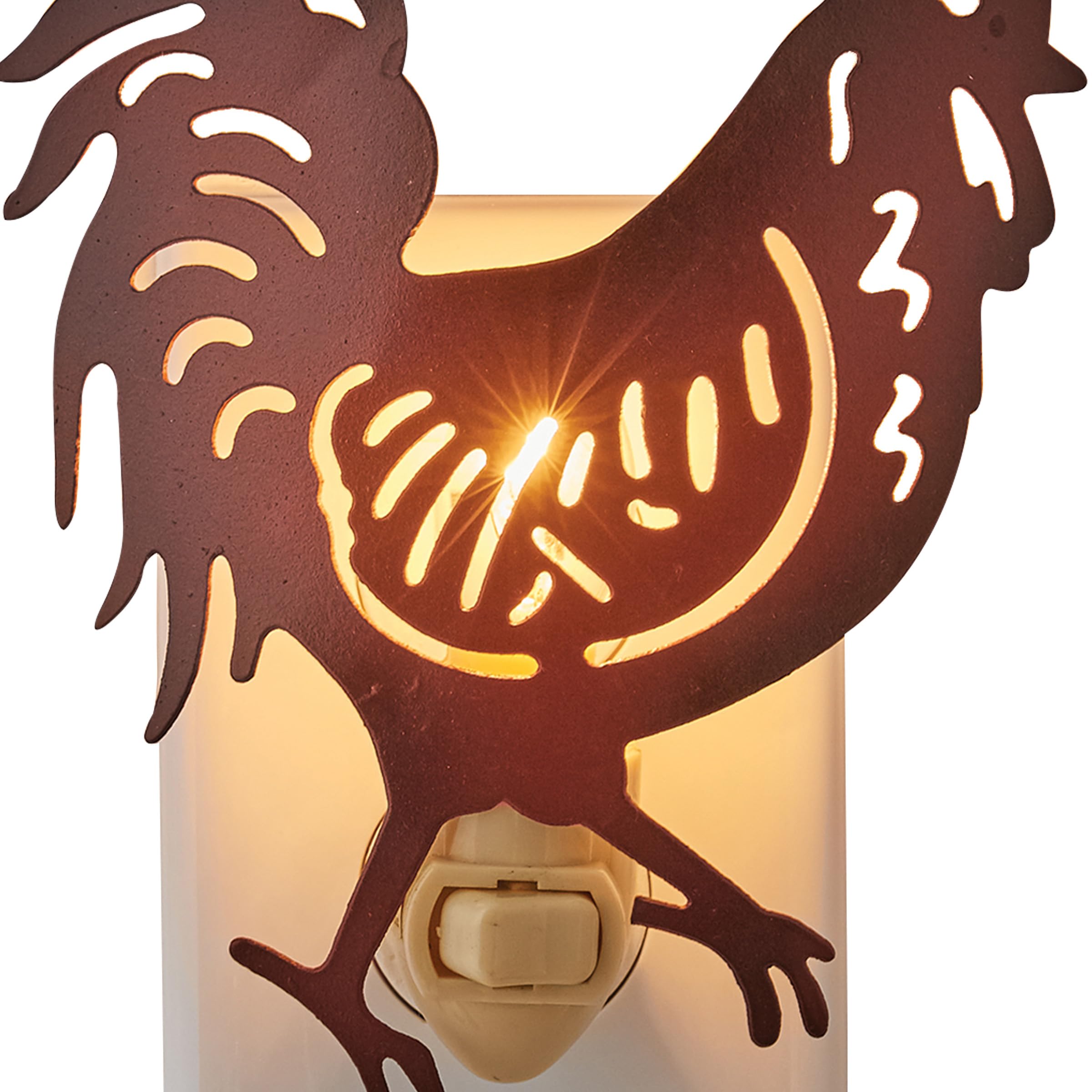 Park Designs Red Rooster Night Light, 6inH x 4.5inW x 1.5inD, Rooster Red, Model 25-056