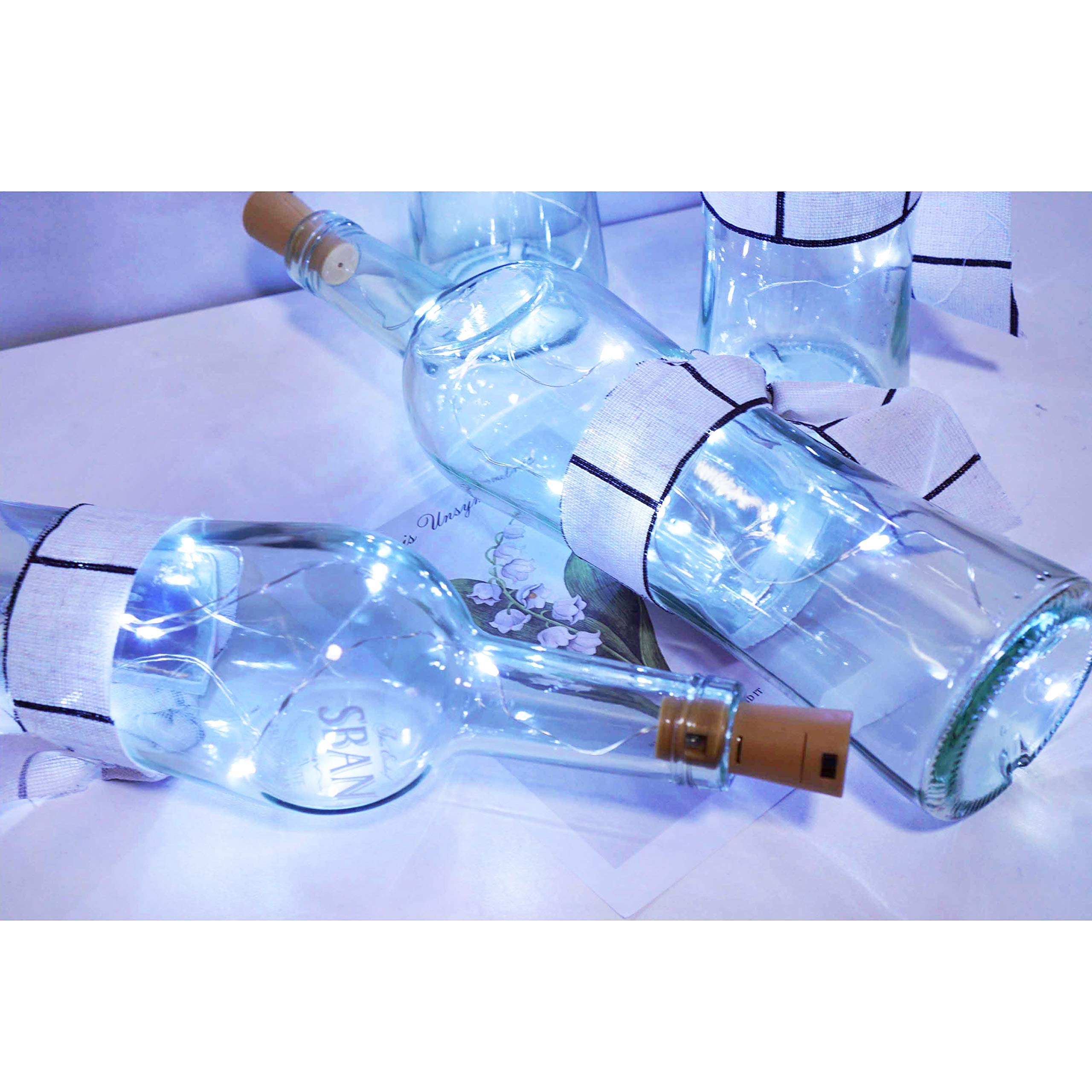 NiniTe LIGHTS 20 LED Wine Bottle Cork Lights, Battery Operated, Copper Wire, 24 Pack, Cool White