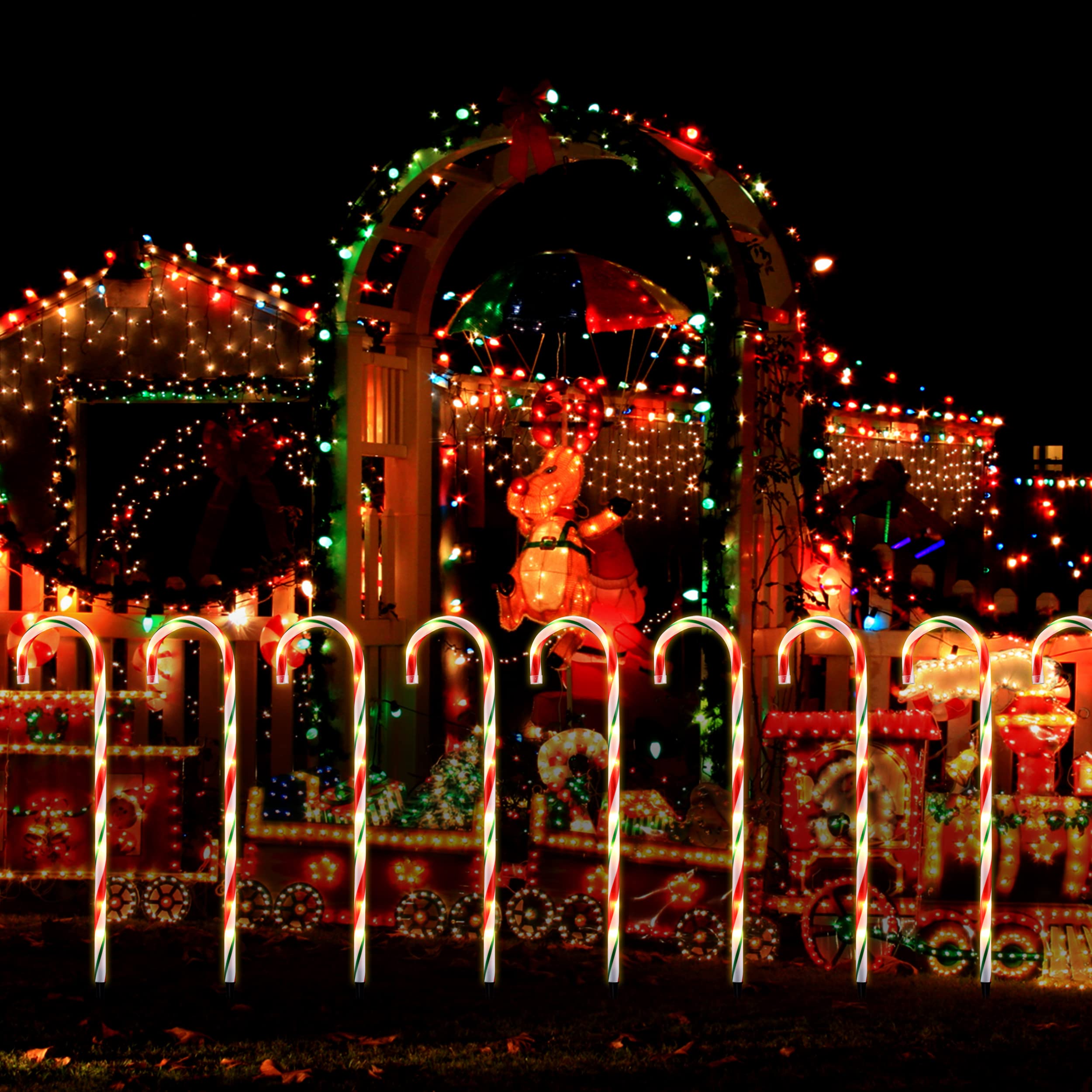 Christmas Candy Cane Pathway Lights, Christmas Candy Cane Lights Decoration, 26Inch (10Pcs, Red And Green)