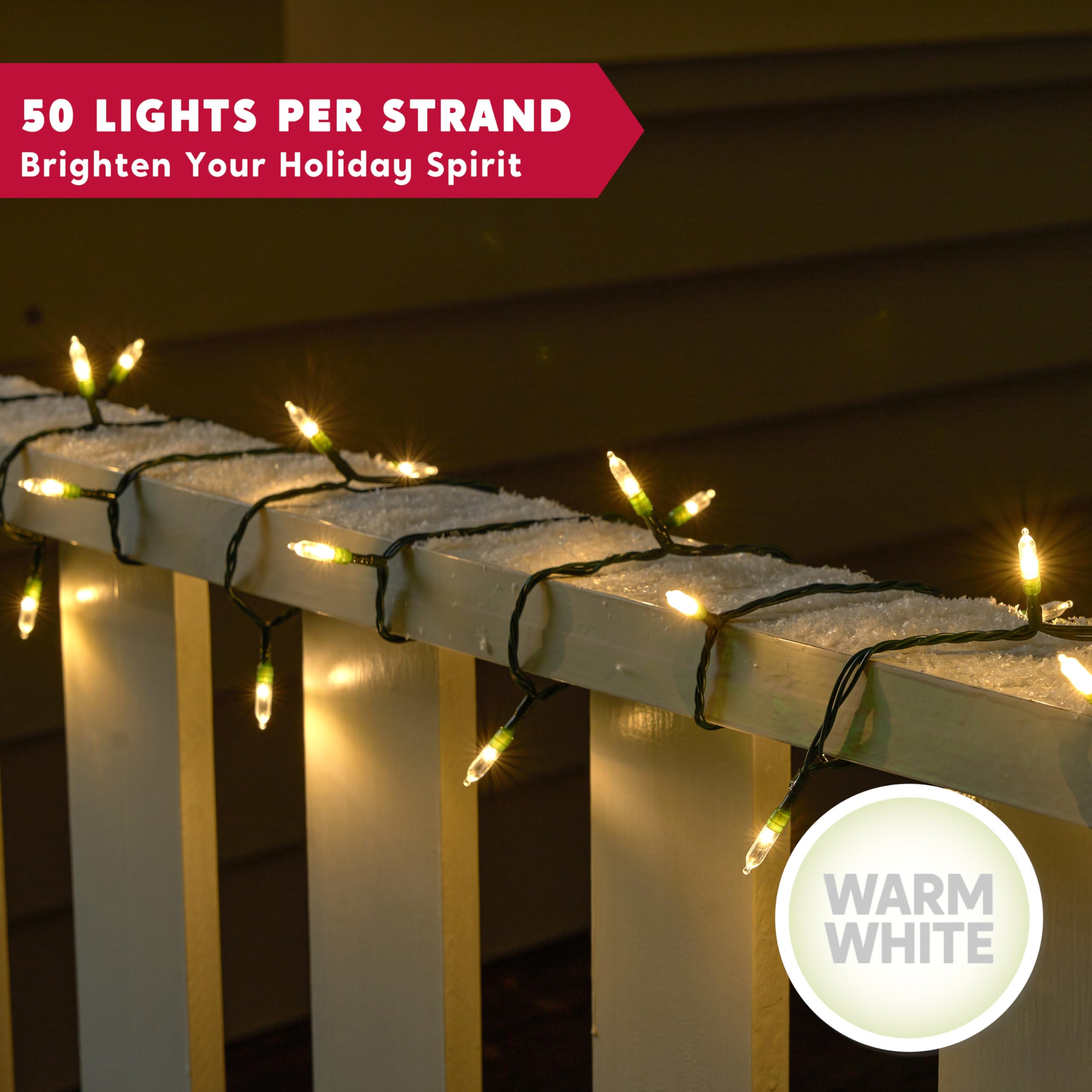 Joiedomi Led Christmas Lights Outdoor,31.4Ft Battery Operated Christmas Light With 8 Modes,2×50 Warm White Xmas Tree Lights Indoor,Multifunction Green Wire String Lights For Christmas Decor Party