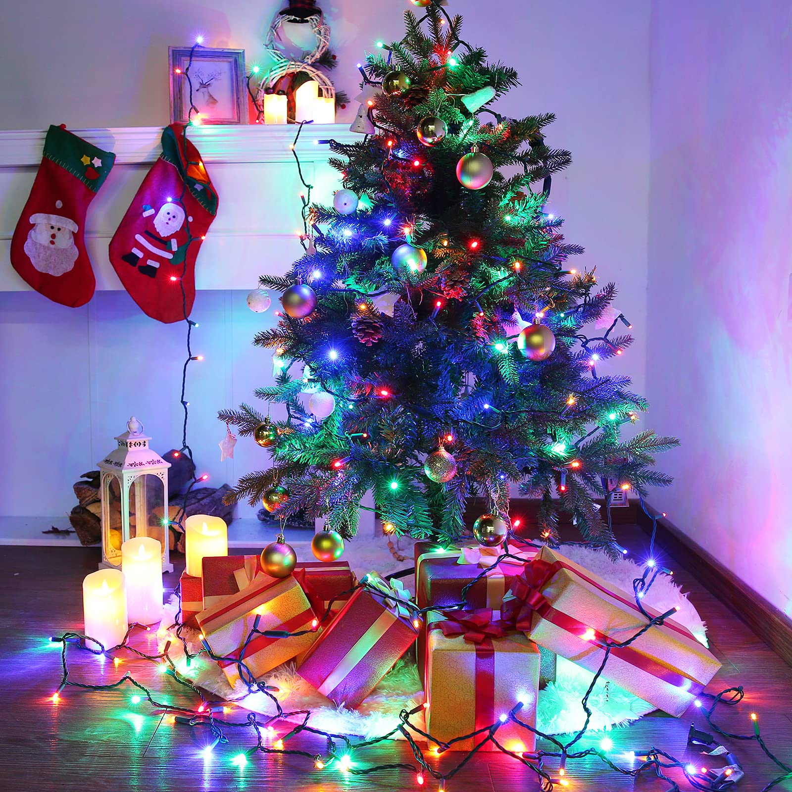 Brizled Multi Color Christmas Lights, 33ft, 100 LED, 5mm Wide Angle, UL Certified, Indoor Outdoor Decor