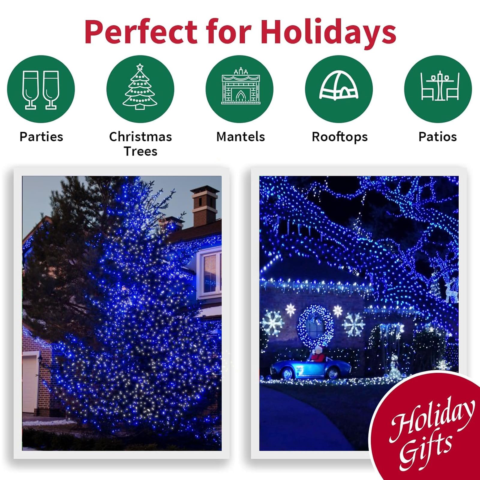 Lamphome Blue Clear Christmas String Lights  100 Ct 20Ft Incandescent Mini Fairy Lights Set  Ul Certified Green Wire Lights For Indoor Outdoor Halloween Holiday Home Xmas Tree Patio D?Cor