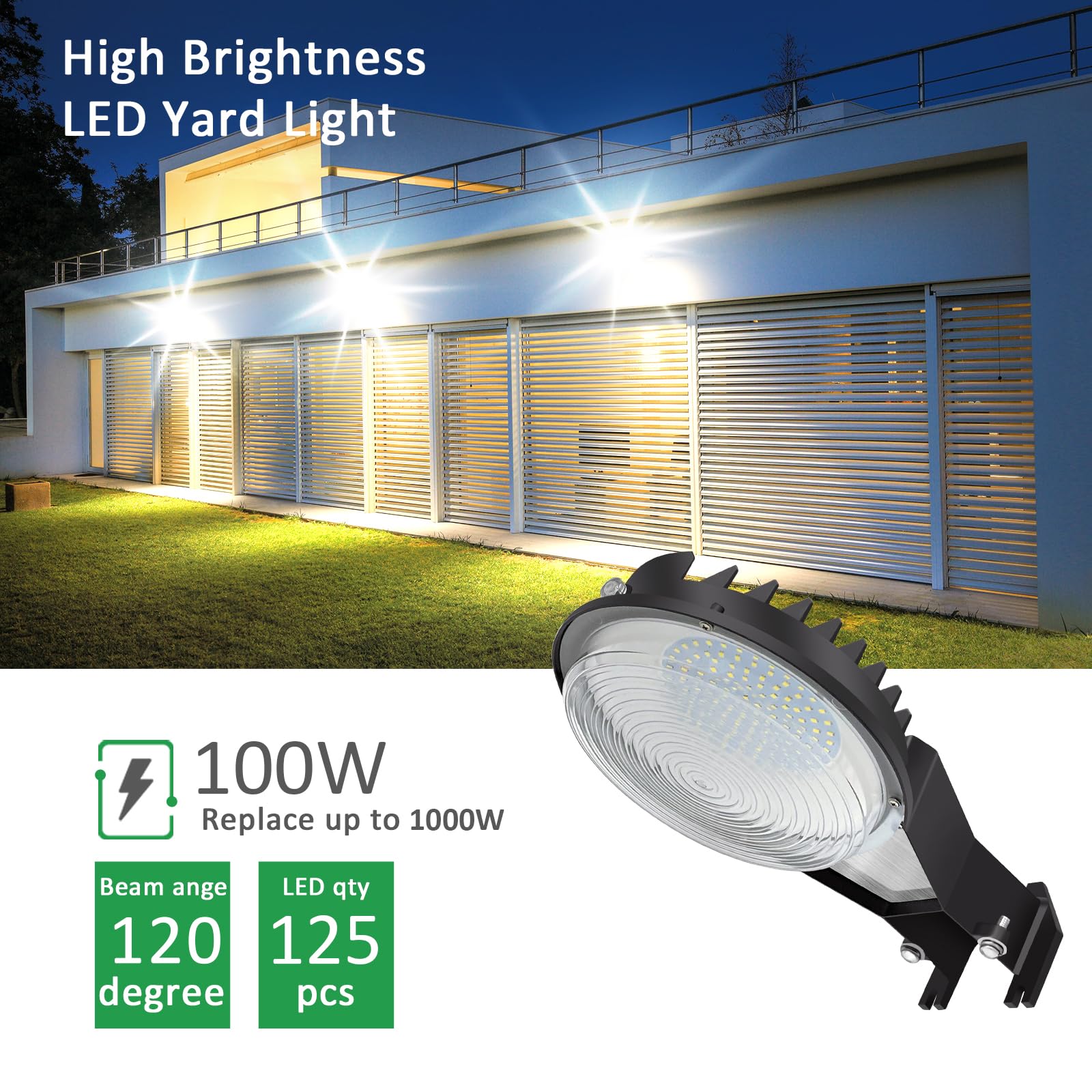 SZGMJIA 100W Dusk to Dawn LED Barn Light, 15,000LM, 5000K Daylight, IP65 Waterproof, Aluminum, Model MH80201A, Brown
