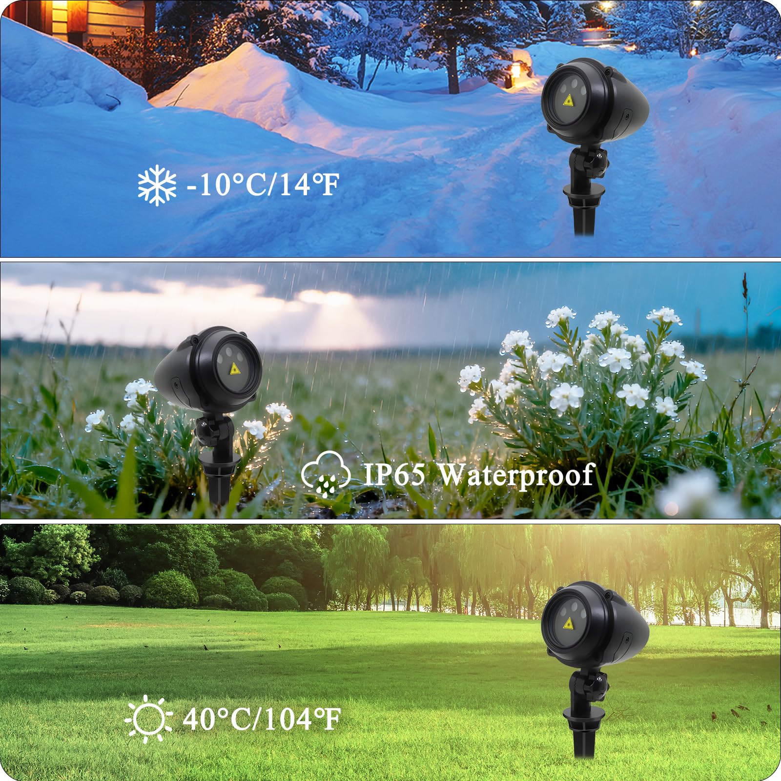 CAIYUE Outdoor Christmas Projection Lights, RGB Waterproof Garden Projector with Remote Control, Model BL-HW09
