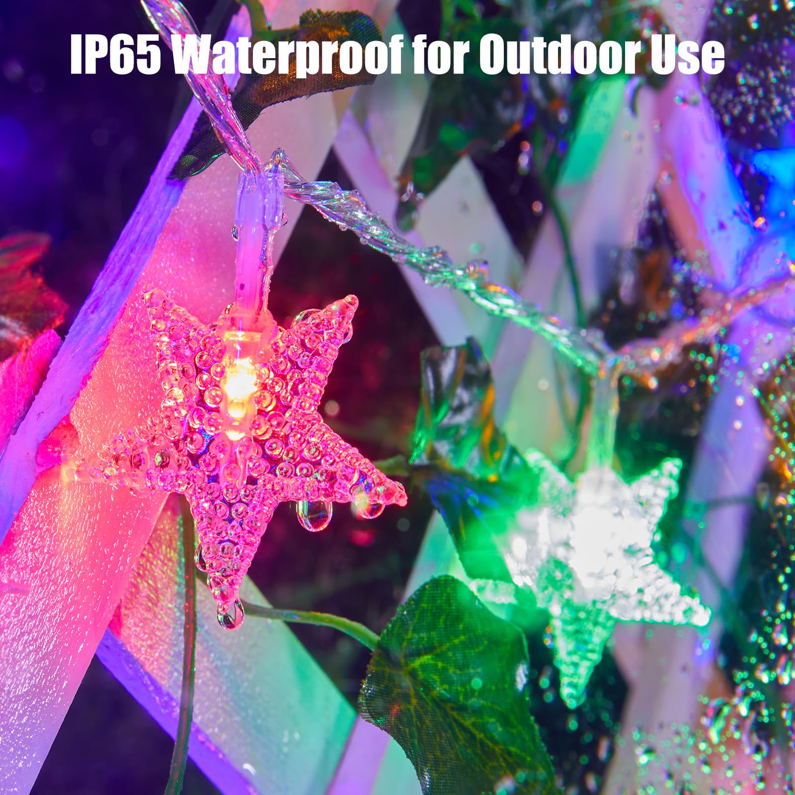 Brightown Star String Lights 50 LED 17ft Remote & Timer 8 Modes Waterproof 2 Pack Multicolor