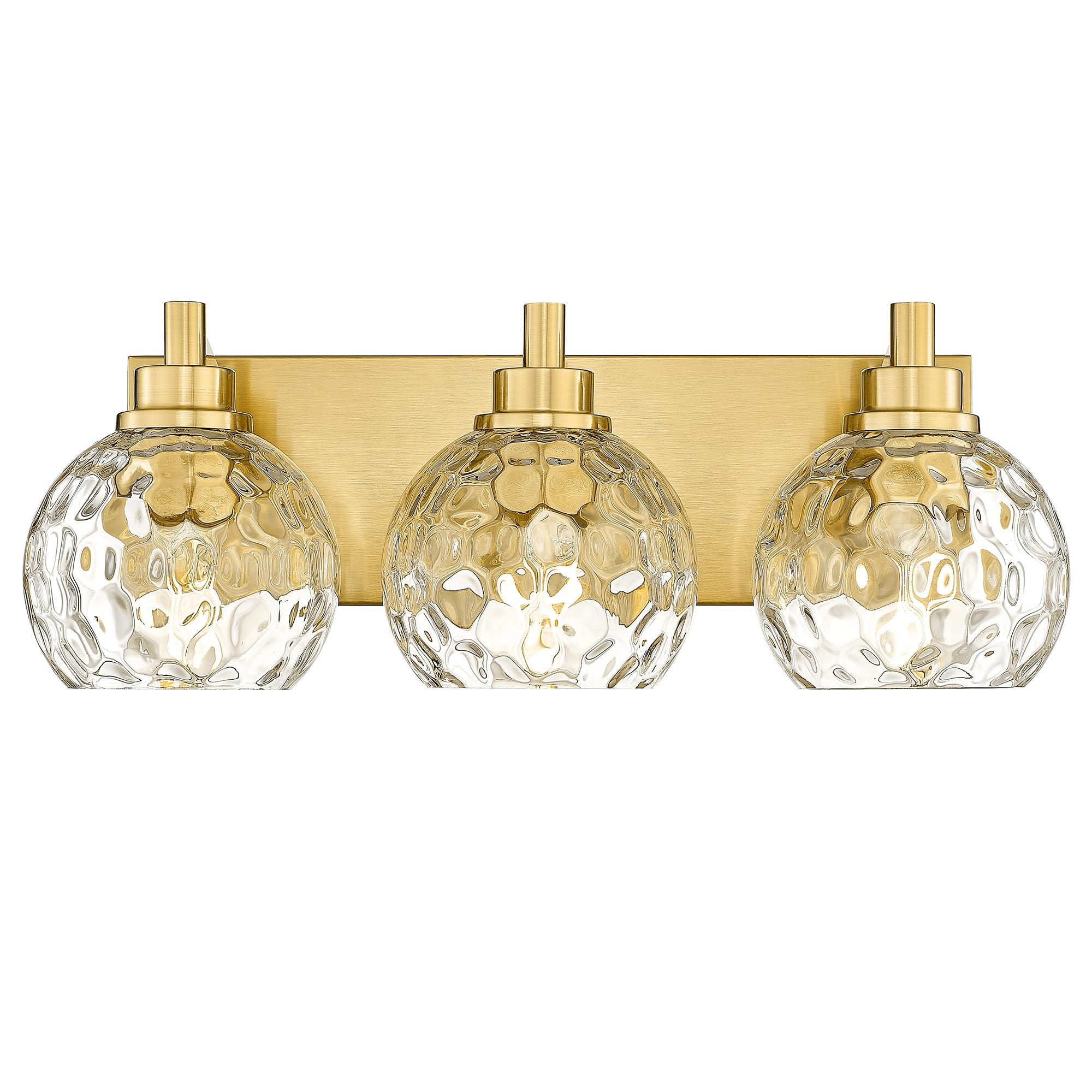 Metwet Bathroom Light Fixtures Over Mirror  3-Light Brushed Gold Vanity Light With Clear Hammered Glass Globe Shade  Modern Sconces Wall Lighting Bedroom Hallway  Vl200-Bg-3