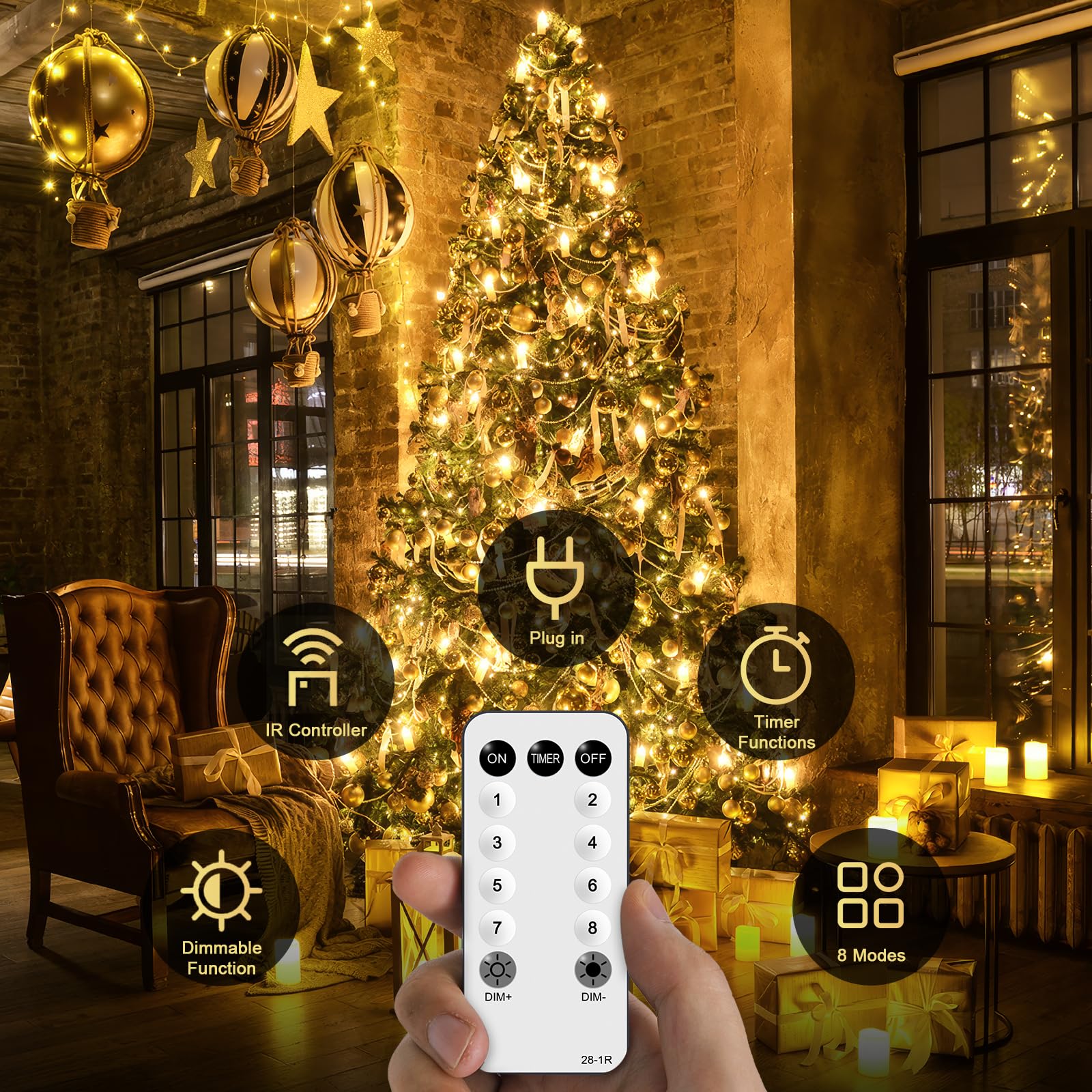 Jmexsuss Outdoor Christmas Lights Plug In: 315Ft 1200 Led Christmas Tree Lights With Remote - 8 Modes Warm White Christmas String Lights For Wedding Holiday Yard Party Indoor Decoration