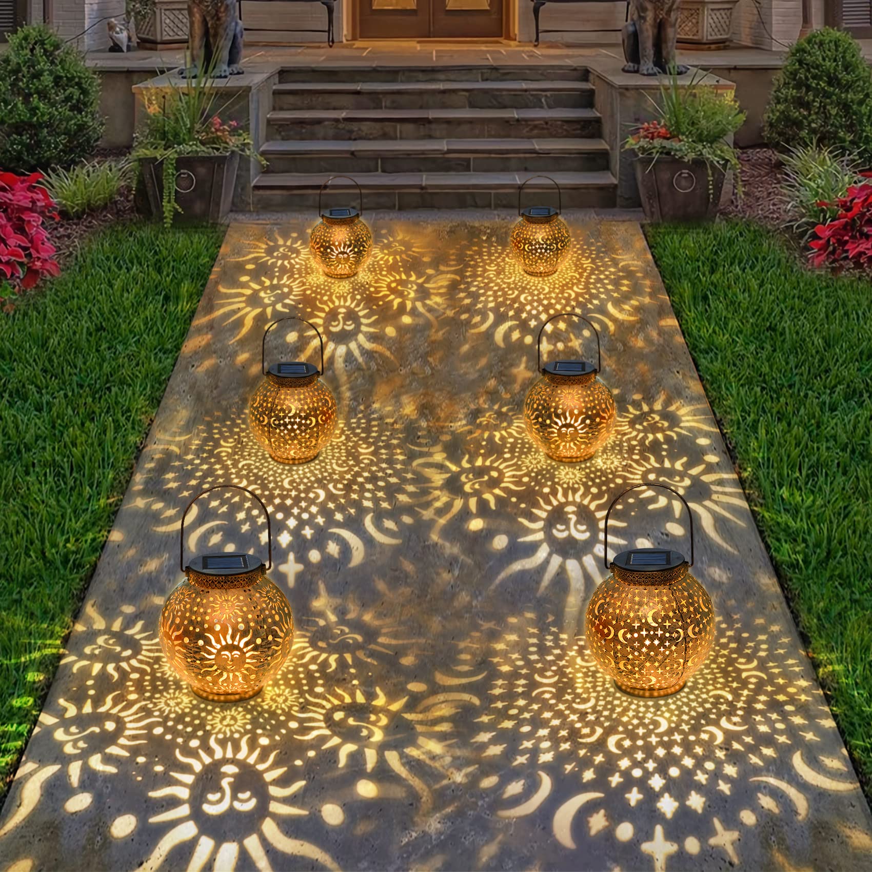 Go2garden 2Pack Solar Garden Lanterns, Decorative Metal, Waterproof, Small, Bronze, Model CW2009MS for Patio, Yard, Table, Pathway