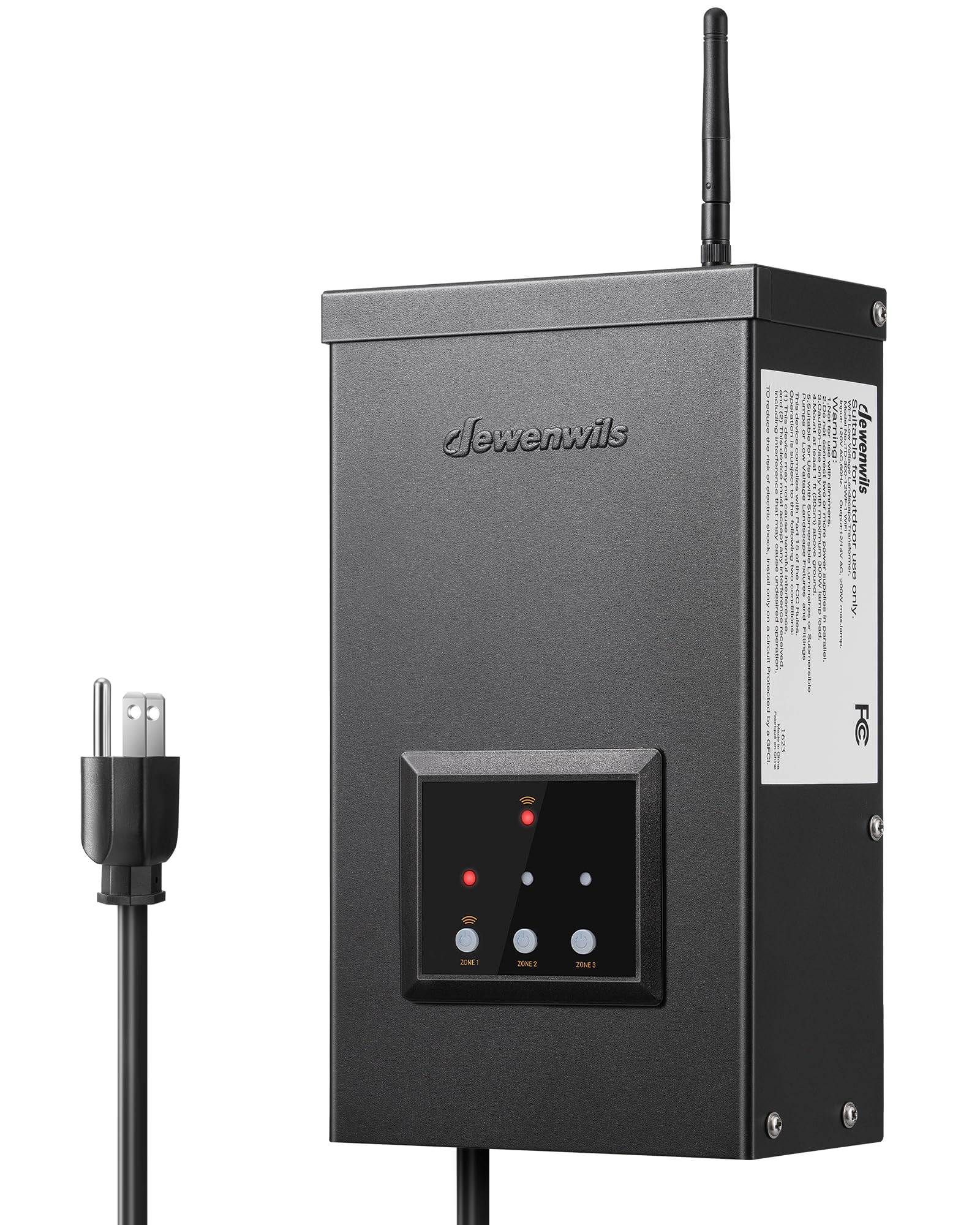 DEWENWILS 200W Wi-Fi Low Voltage Transformer, 3 Independent Outputs, 120V AC to 12V/14V AC, Low Voltage Landscape Transformer wi