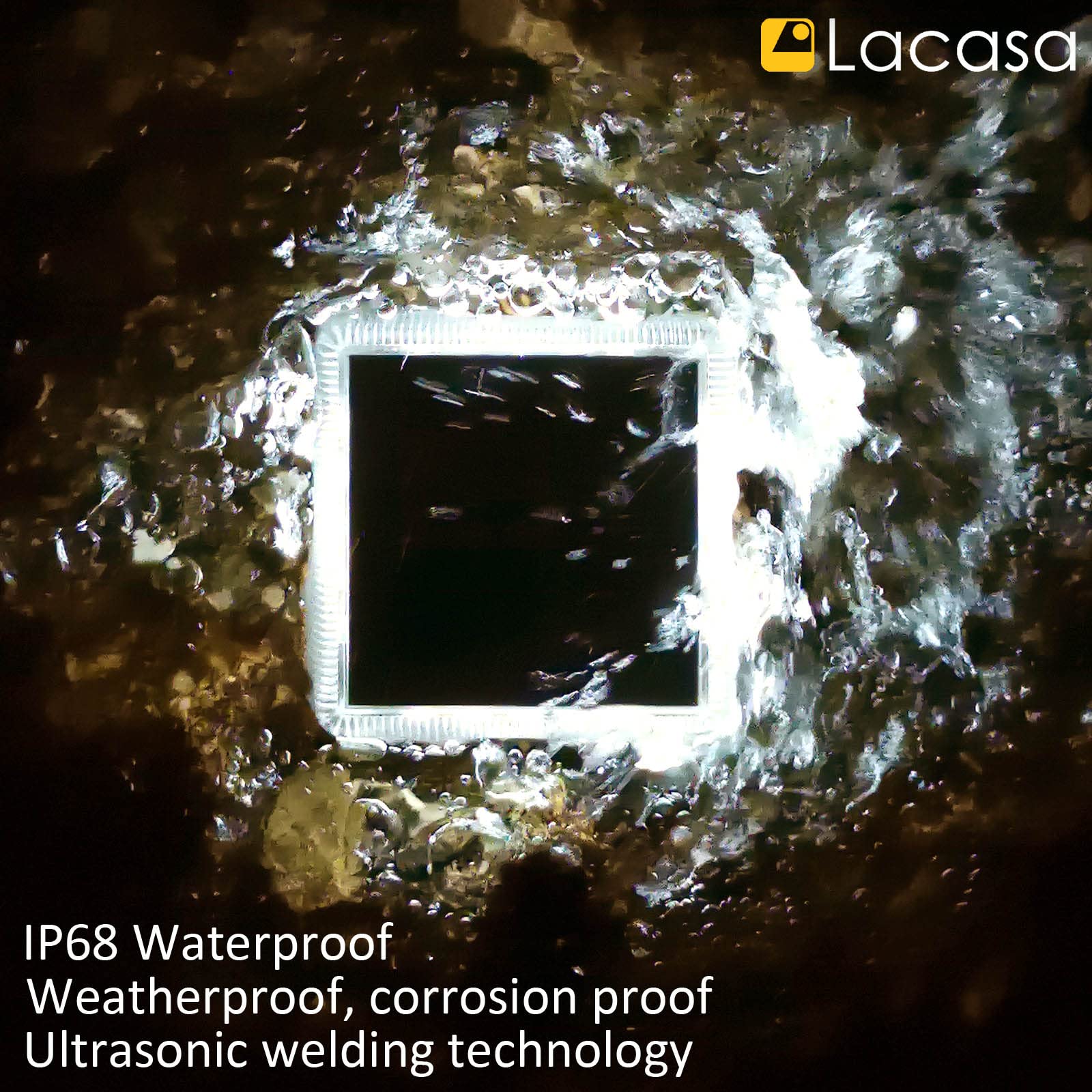 Lacasa Solar Deck Lights, 4 Pack 30Lm Led Dock Lights Natural White 4000K, Outdoor Solar Powered Step Lights Light Up All Night