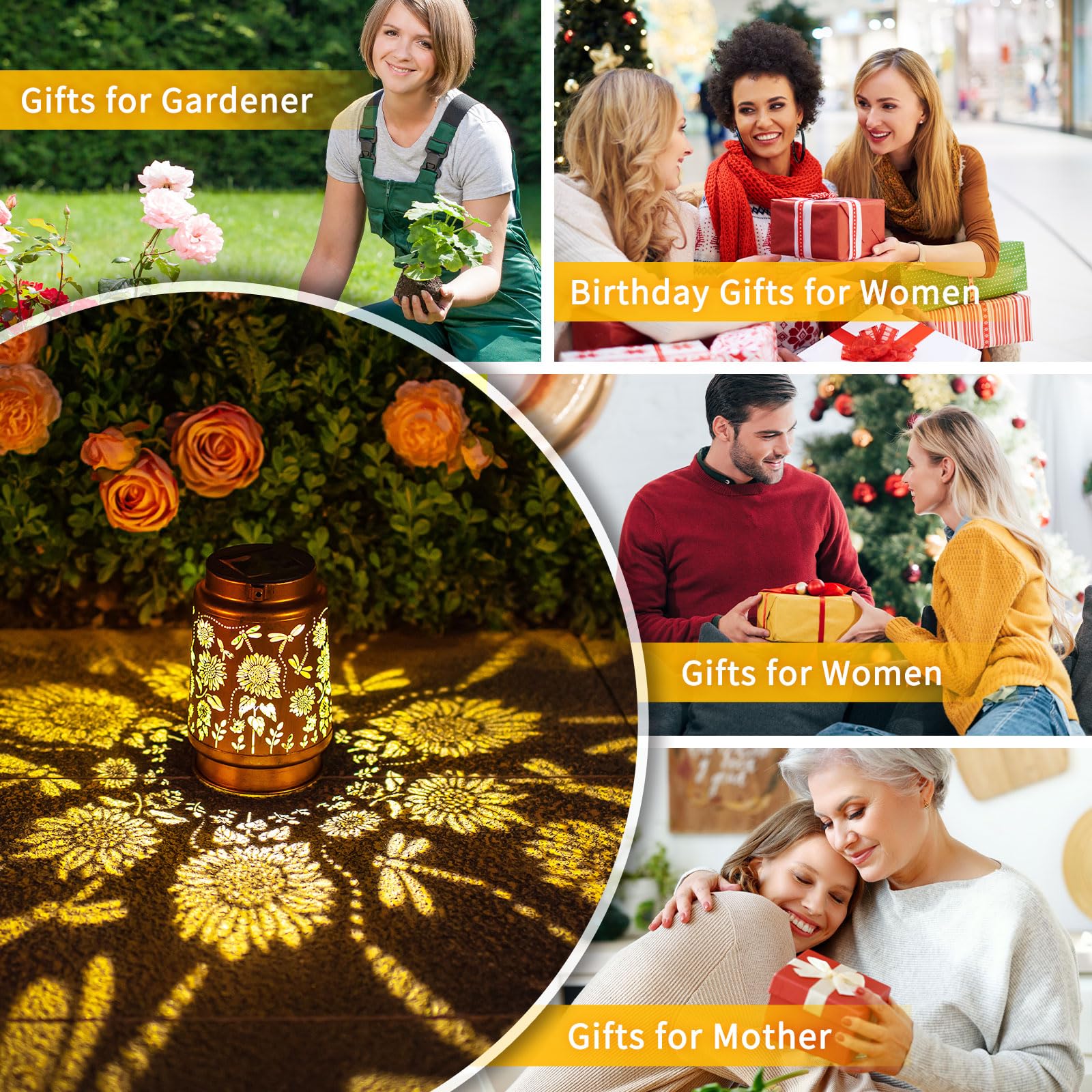 Dragonfly Solar Lanterns Outdoor Waterproof Hanging Sunflower Solar Lights Christmas Gifts For Women Mom Metal Solar Decorative Led Lantern Outside For Garden Decor, Yard, Patio, Lawn, Porch, Backyard