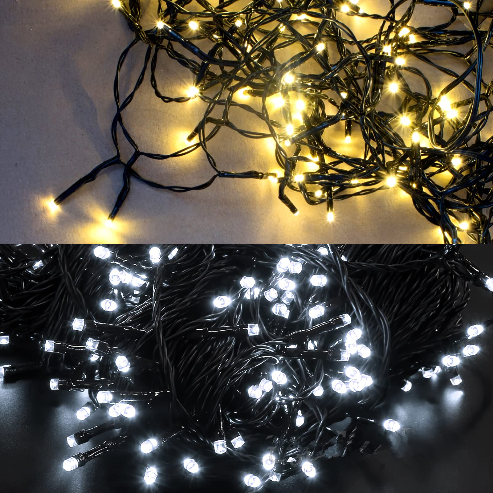 LetsFunny Outdoor Christmas Lights, 300 LED Twinkle String Light, 108FT, Waterproof, Warm & Cold Light, Model JT-DC030V0200